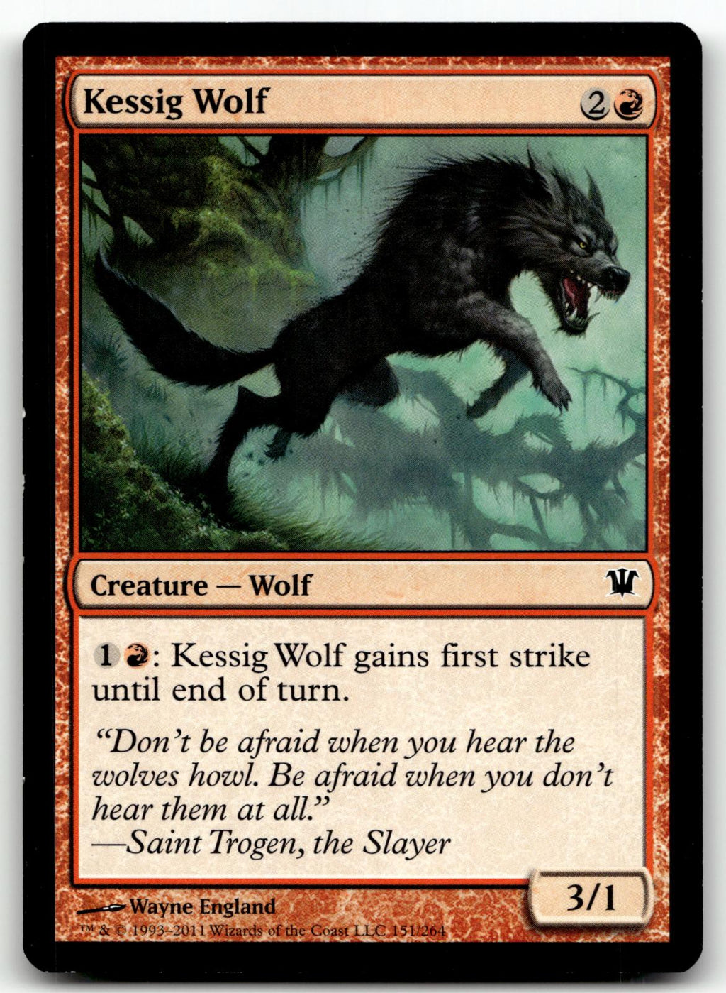 Kessig Wolf 151 Common Innistrad Magic: The Gathering Near Mint