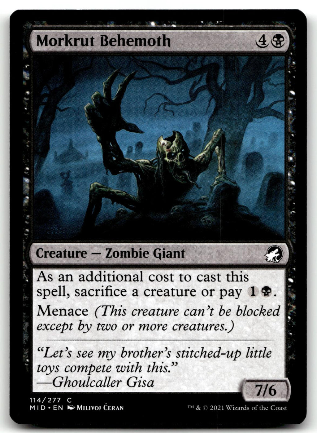 Morkrut Behemoth 114 Common Innistrad: Midnight Hunt Magic: The Gathering NM