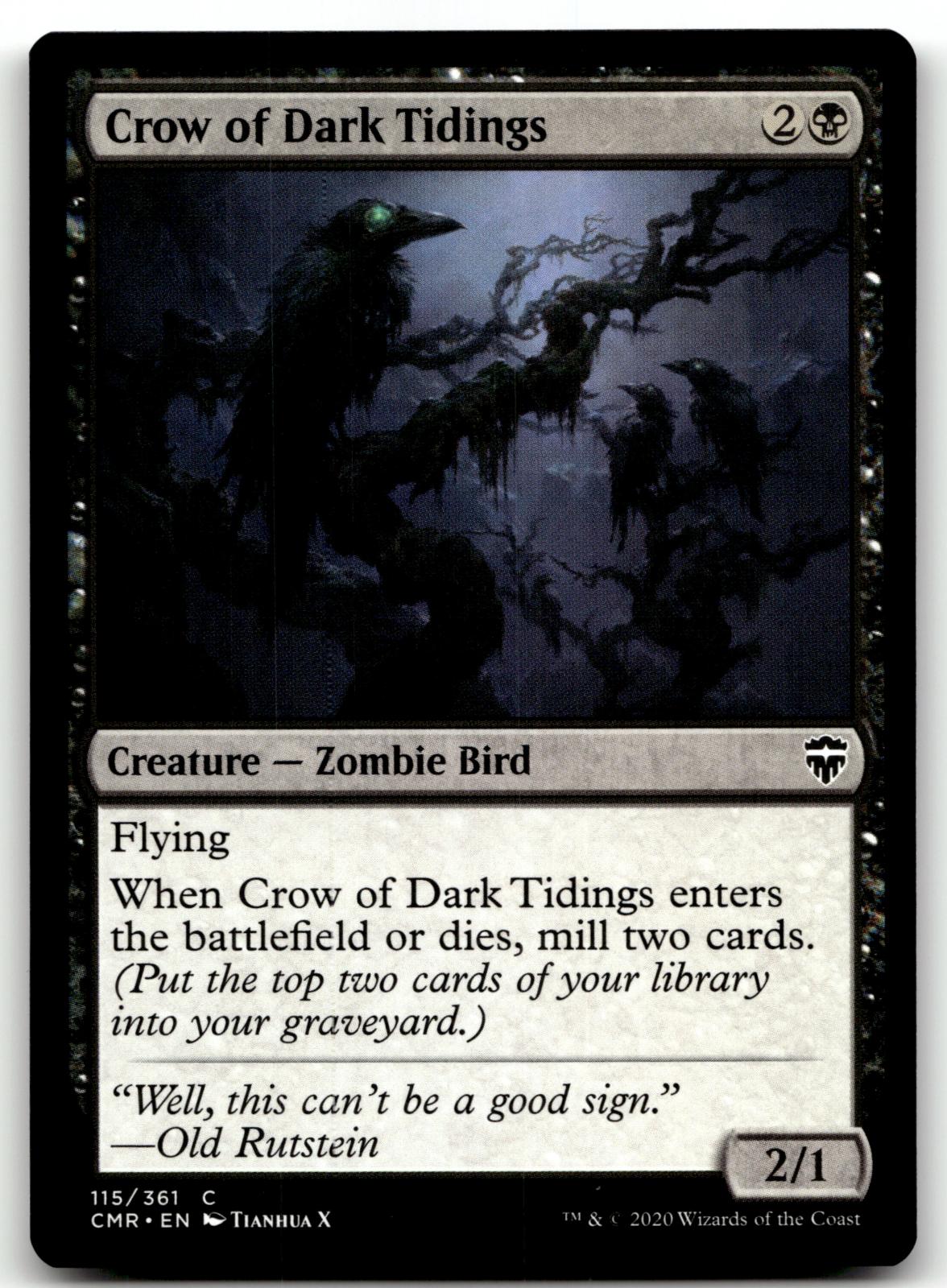Crow of Dark Tidings 115 Common Commander Legends Magic: The Gathering Near Mint