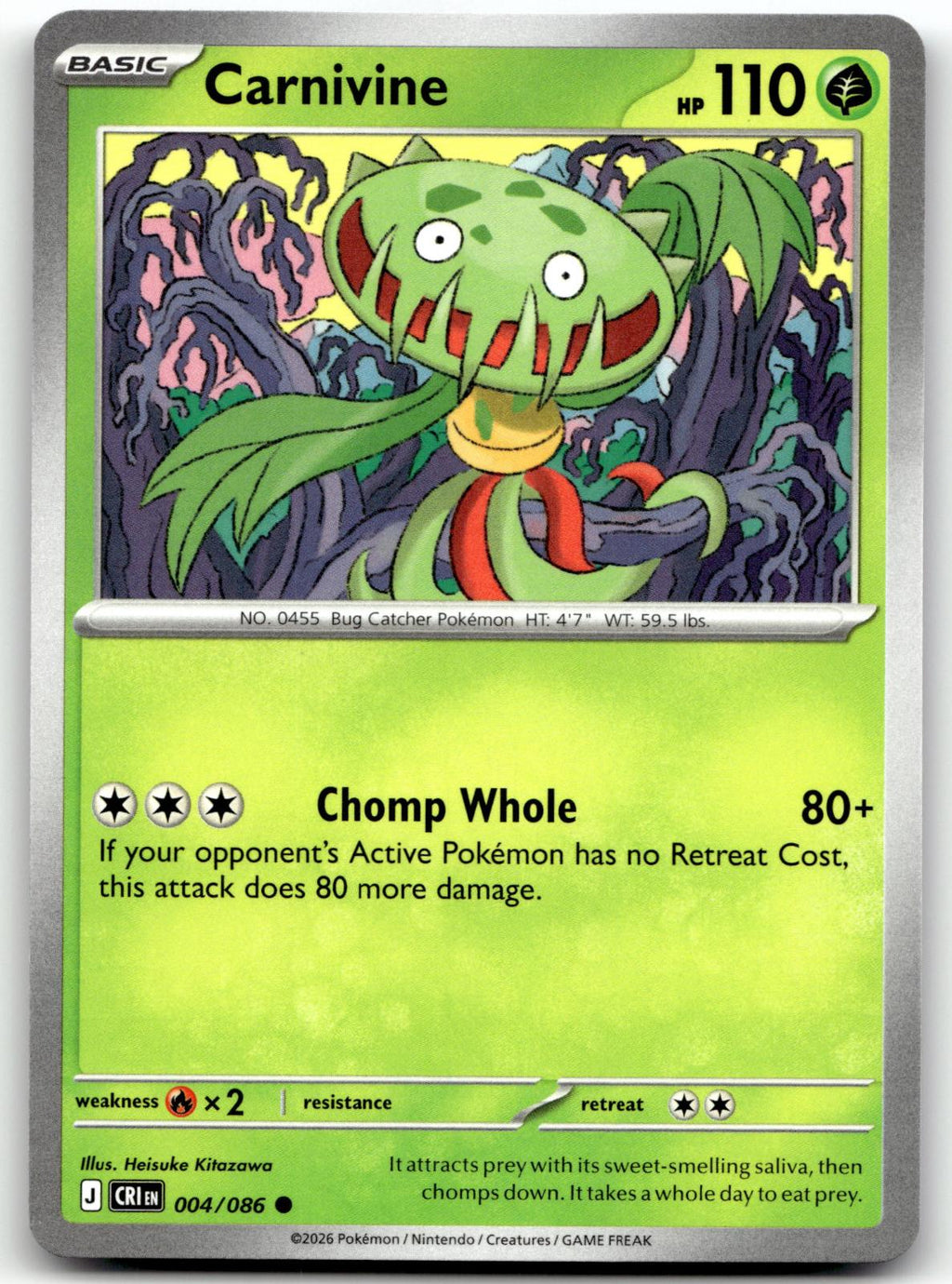 Carnivine 004/086 Common Chaos Rising Pokemon Near Mint
