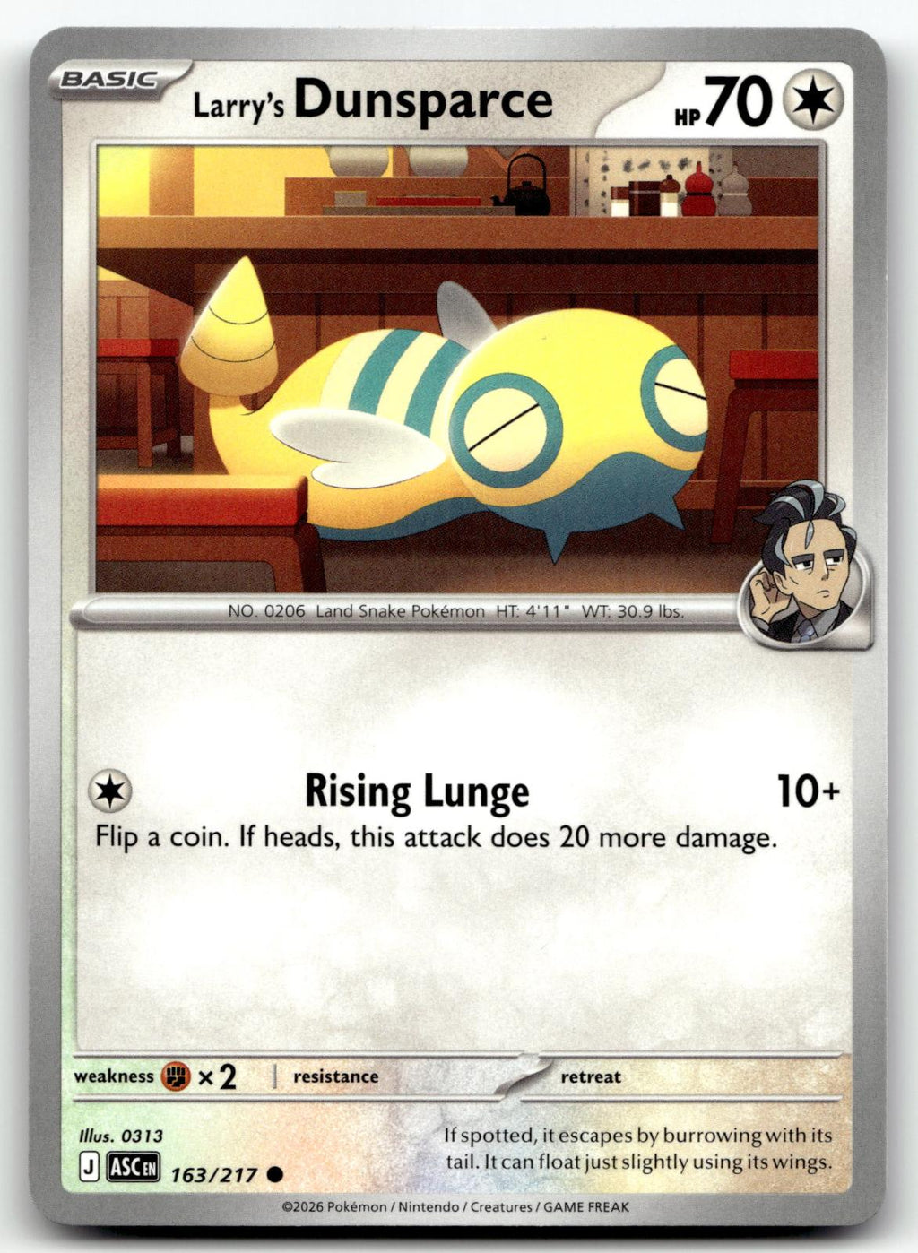 Larry's Dunsparce 163/217 Common Ascended Heroes Pokemon Near Mint