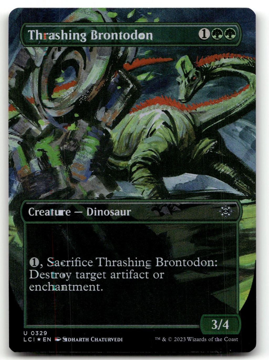 Thrashing Brontodon (Borderless) 329 The Lost Caverns of Ixalan Magic: The Gathering Foil NM