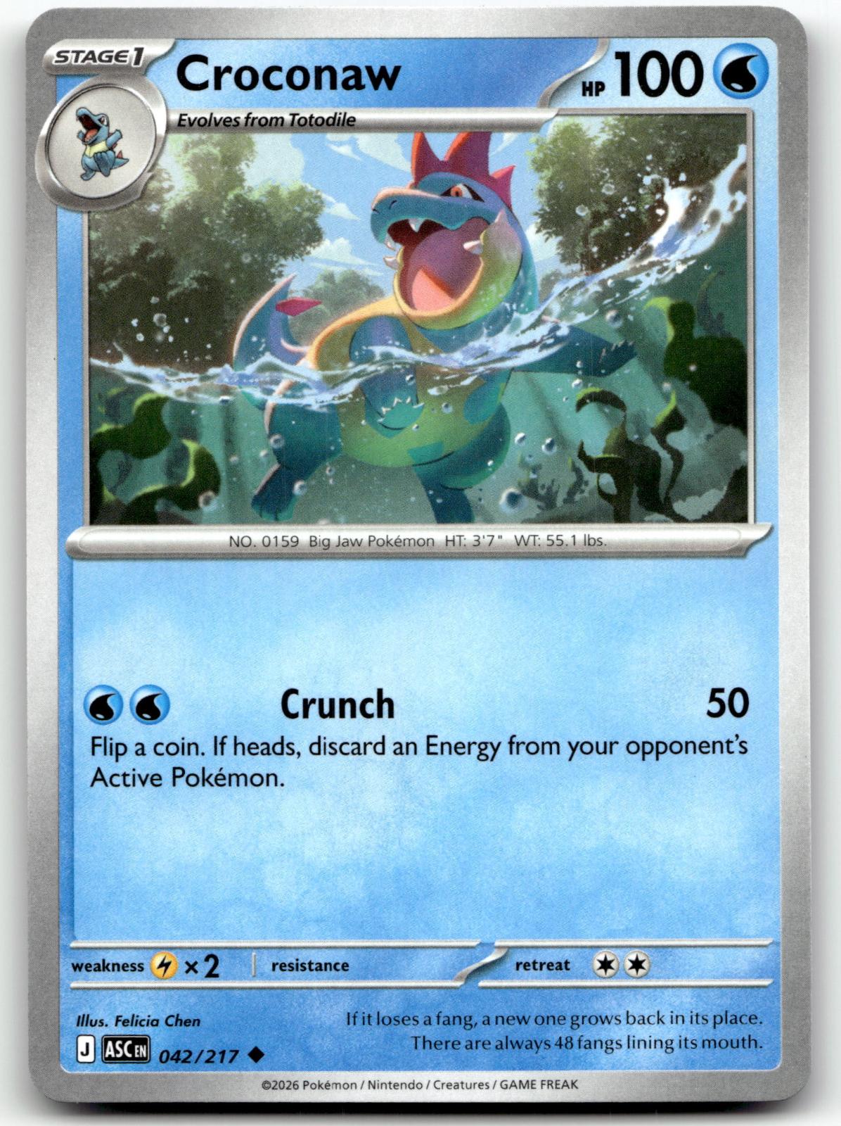 Croconaw 042/217 Uncommon Ascended Heroes Pokemon Near Mint