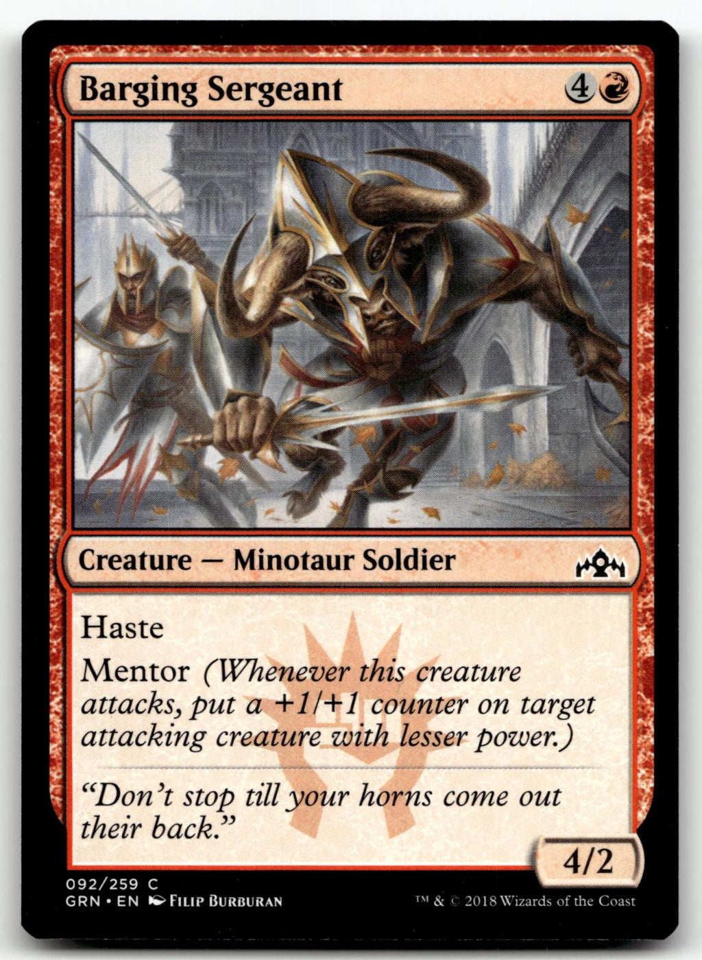 Barging Sergeant 92 Common Guilds of Ravnica Magic: The Gathering Near Mint