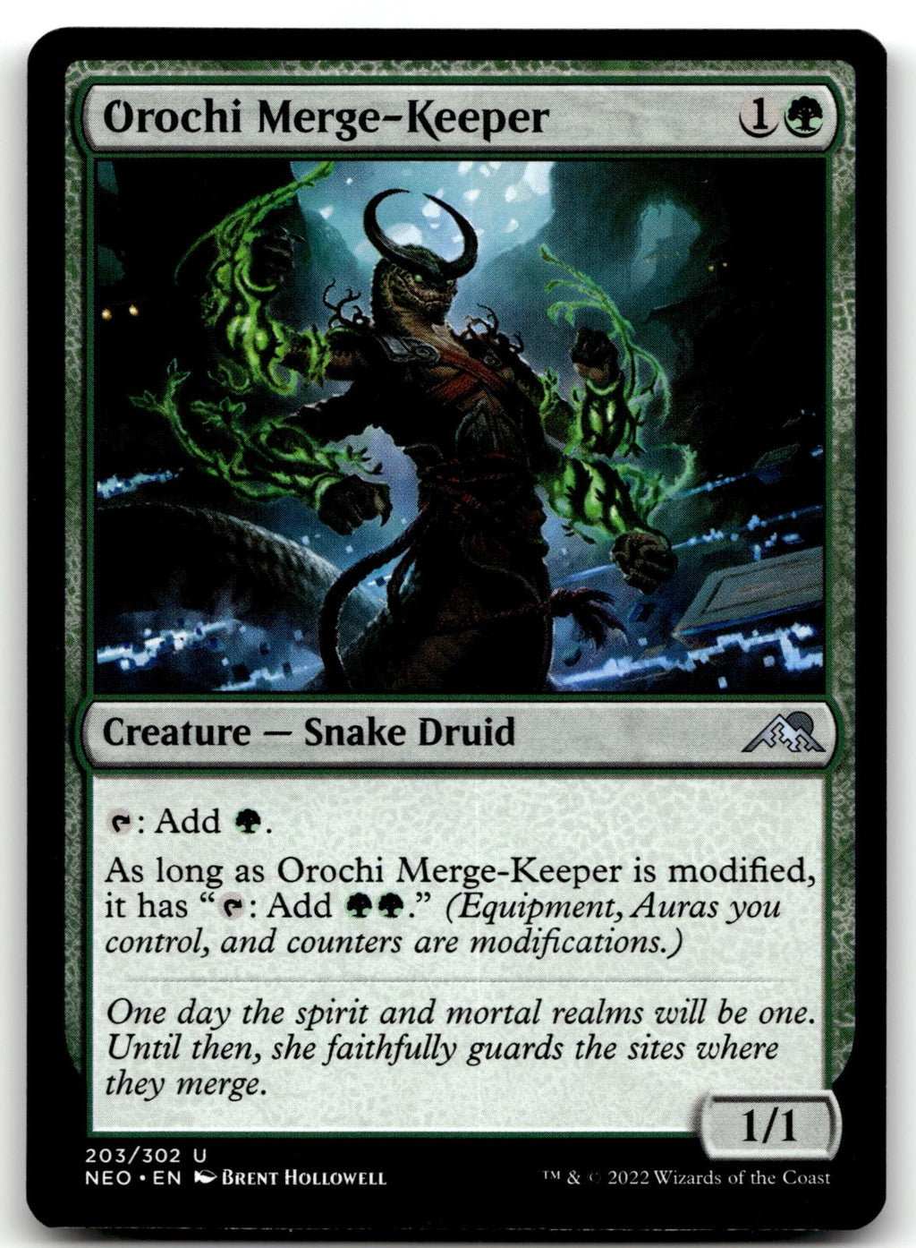 Orochi Merge-Keeper 203 Uncommon Kamigawa: Neon Dynasty Magic: The Gathering NM