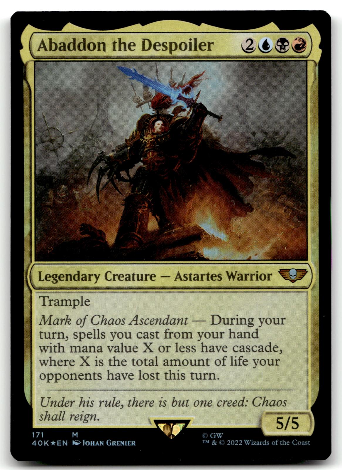 Abaddon the Despoiler 171 Universes Beyond: Warhammer 40,000 Magic: The Gathering Foil NM