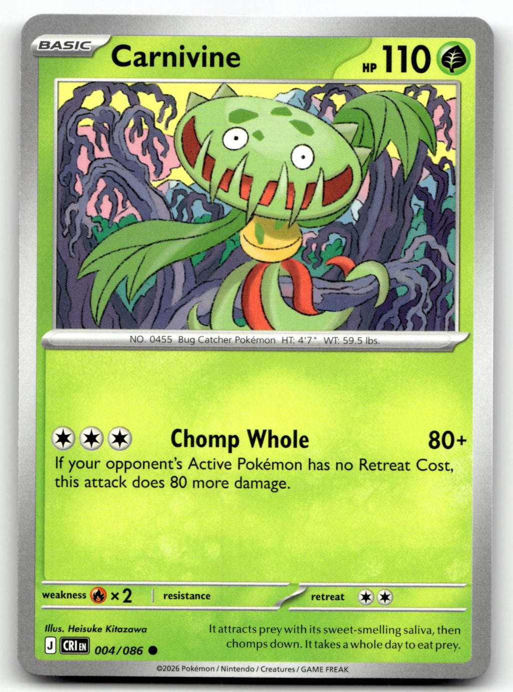 Carnivine 004/086 Common Chaos Rising Pokemon Near Mint
