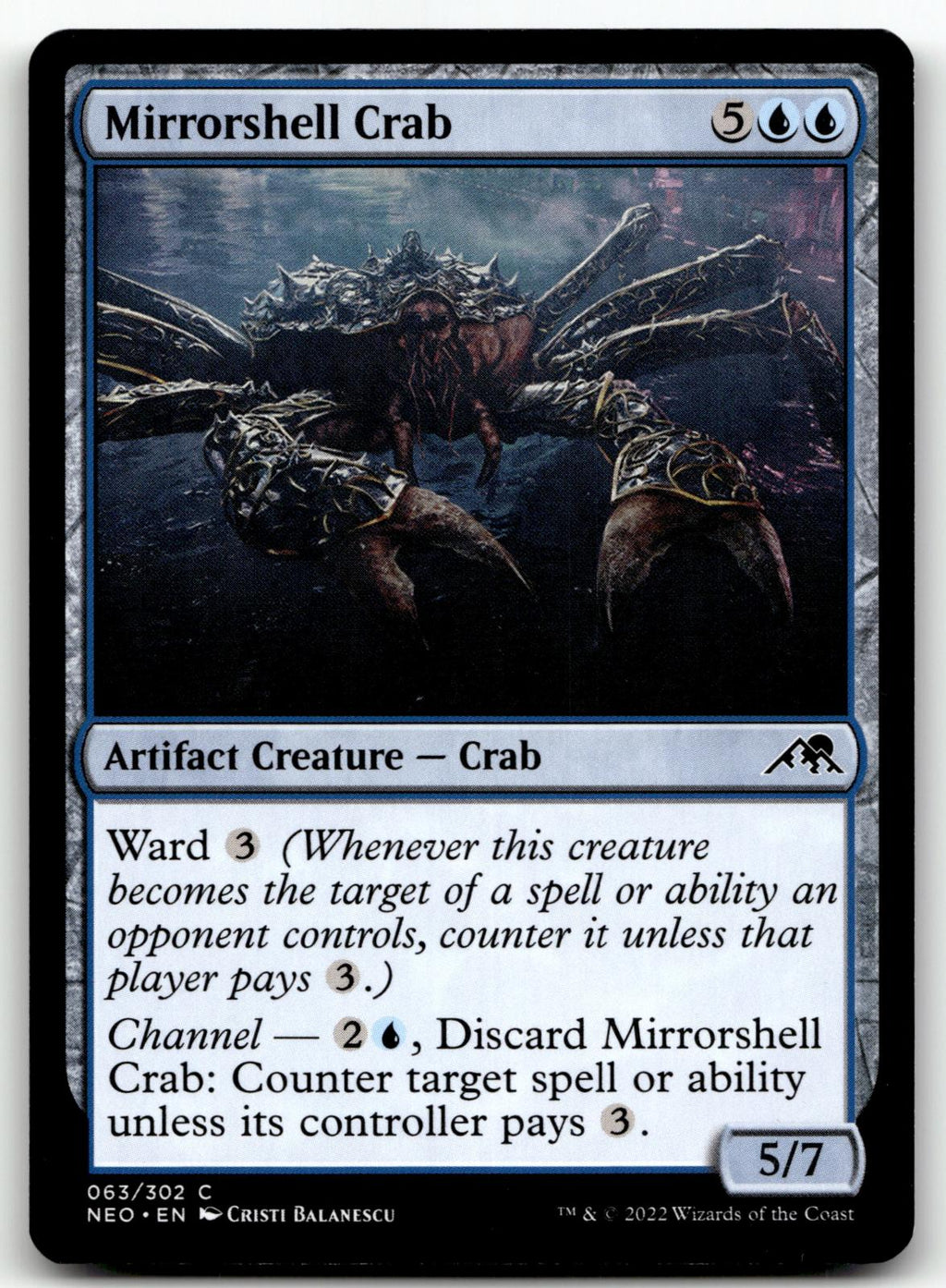 Mirrorshell Crab 63 Common Kamigawa: Neon Dynasty Magic: The Gathering Near Mint