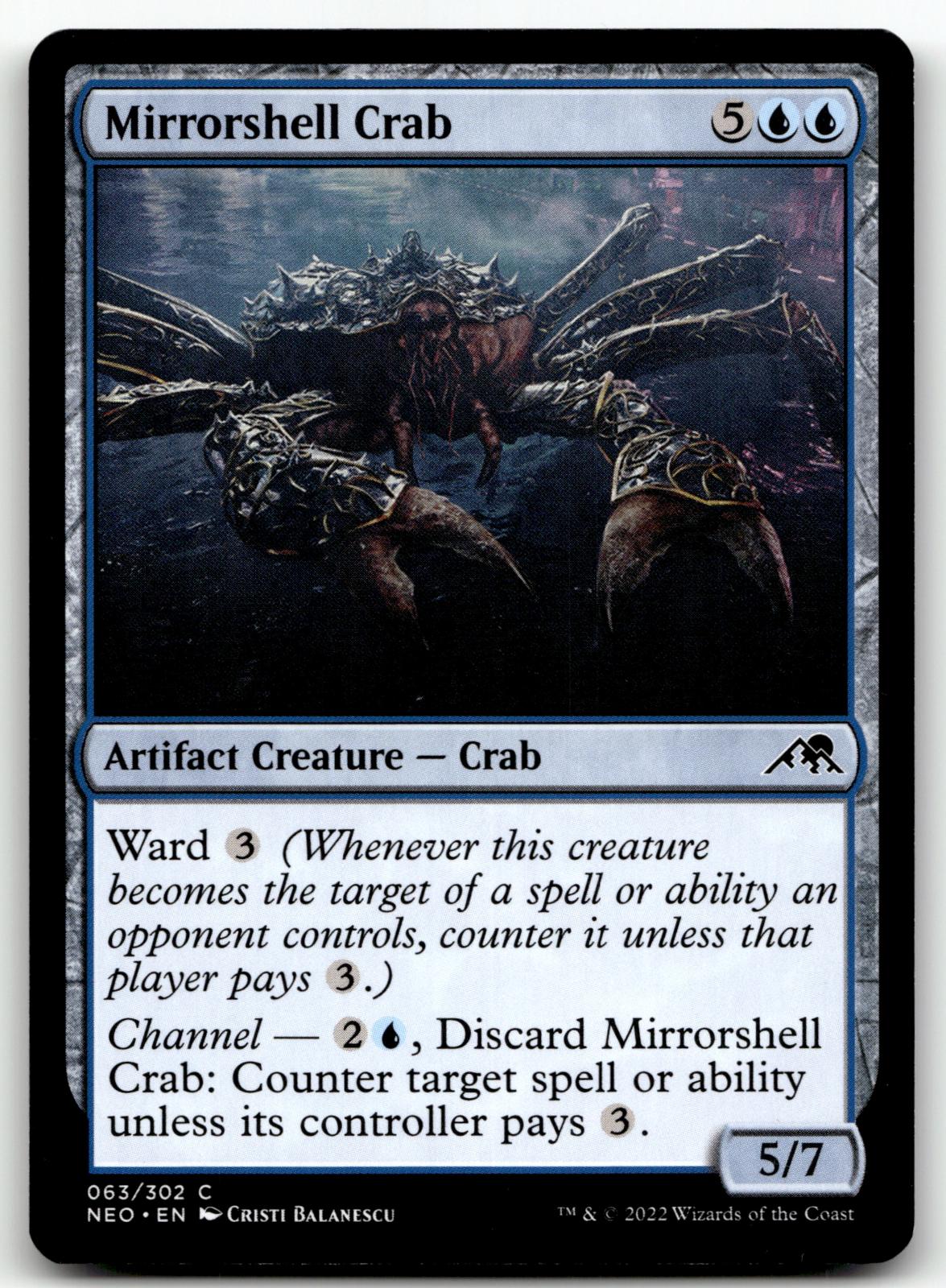Mirrorshell Crab 63 Common Kamigawa: Neon Dynasty Magic: The Gathering Near Mint