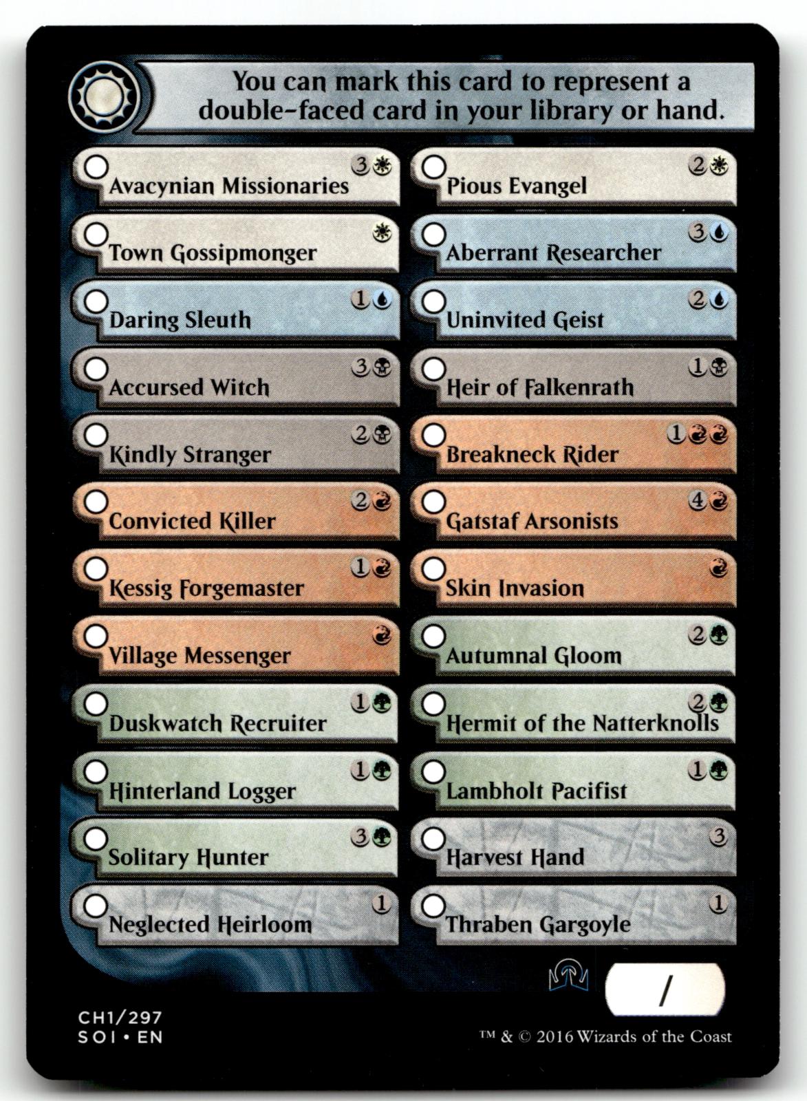 Checklist Card - (CH1) Shadows over Innistrad CH1 Shadows over Innistrad 