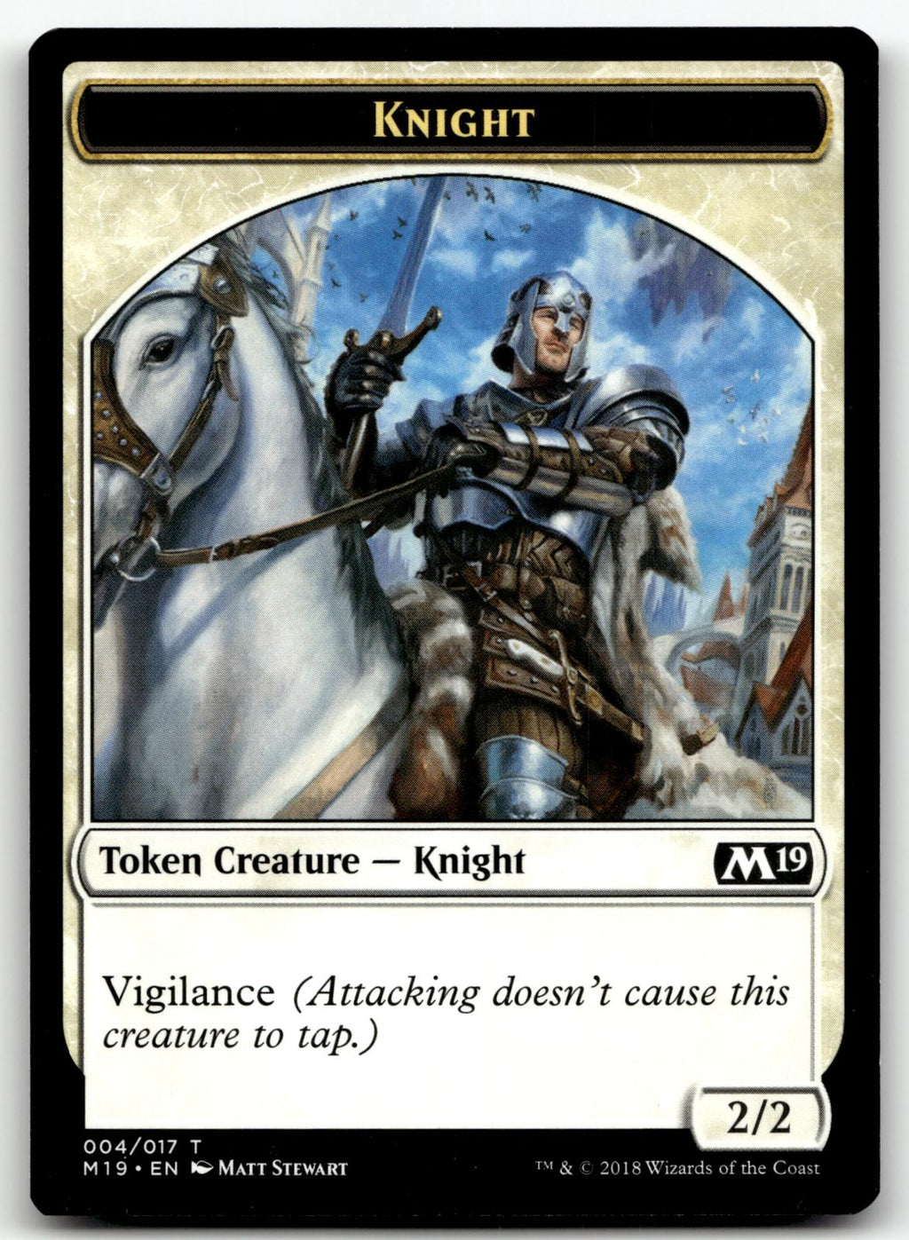 Knight Token 4 Token Core Set 2019 Magic: The Gathering Near Mint