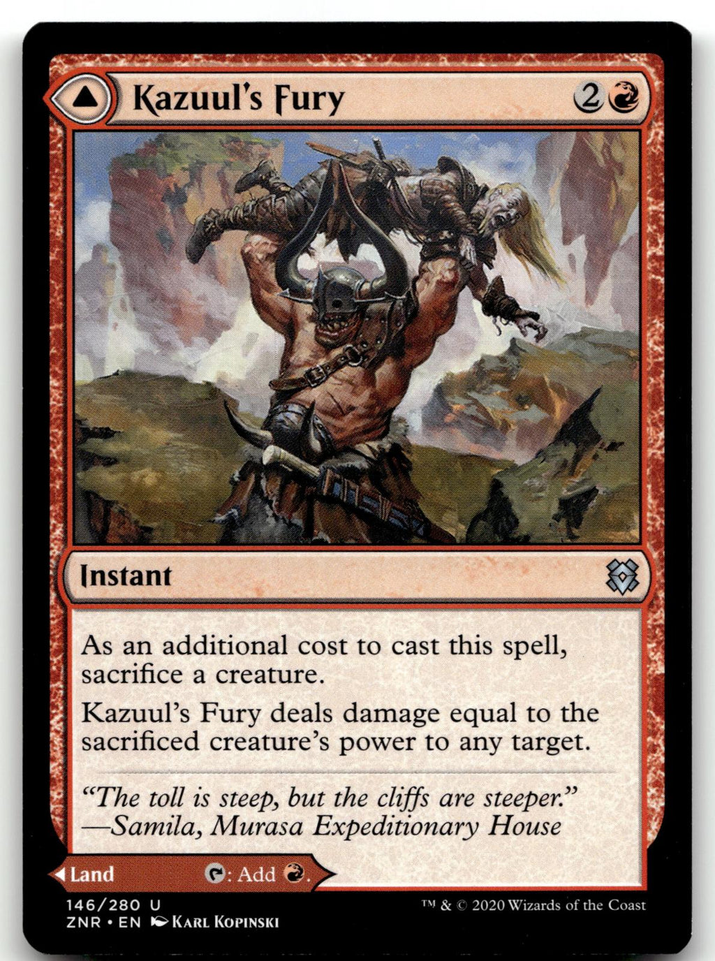 Kazuul's Fury 146 Uncommon Zendikar Rising Magic: The Gathering Near Mint