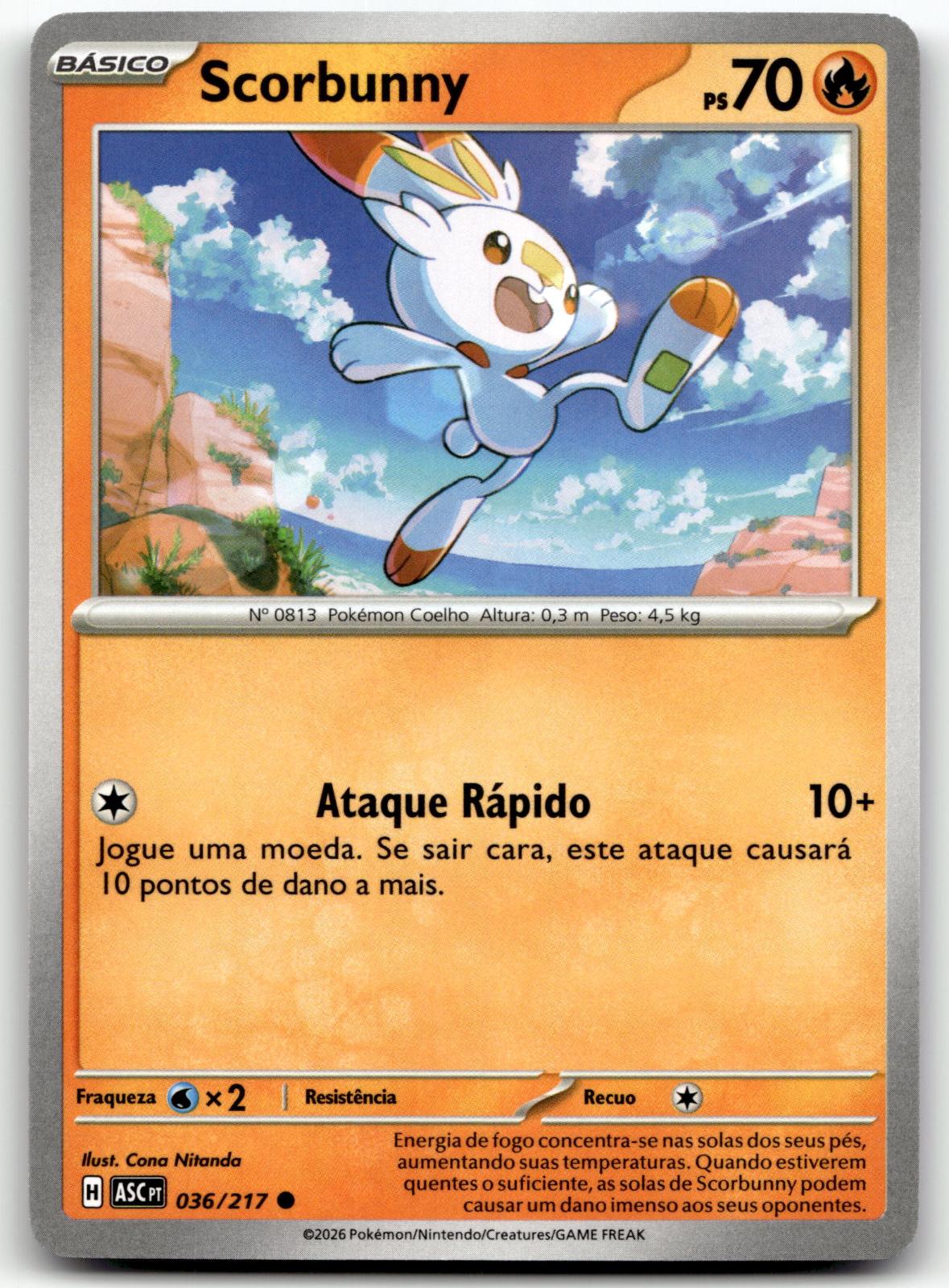 Scorbunny 036/217 Common Ascended Heroes Pokemon Near Mint