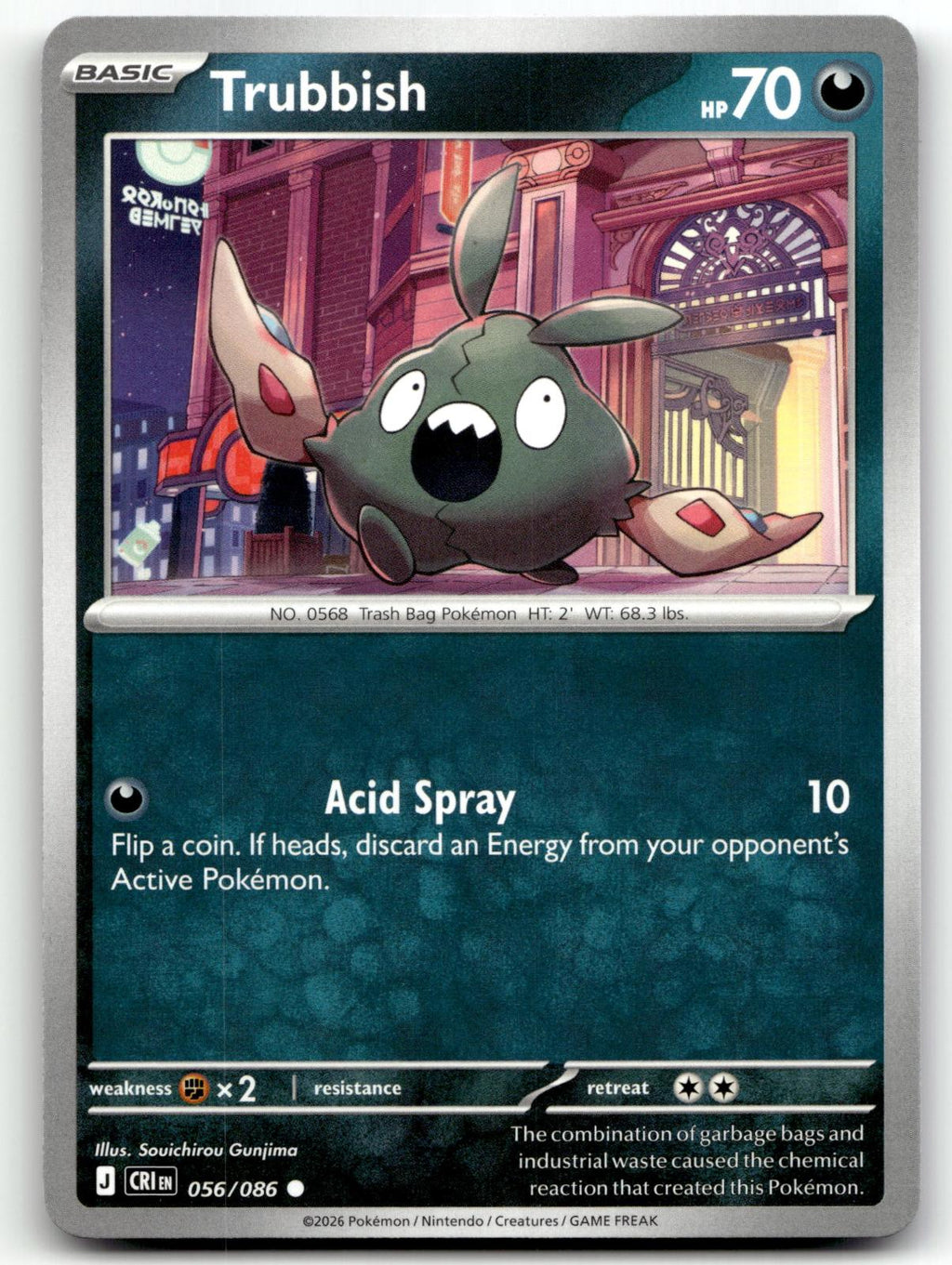 Trubbish 056/086 Common Chaos Rising Pokemon Near Mint
