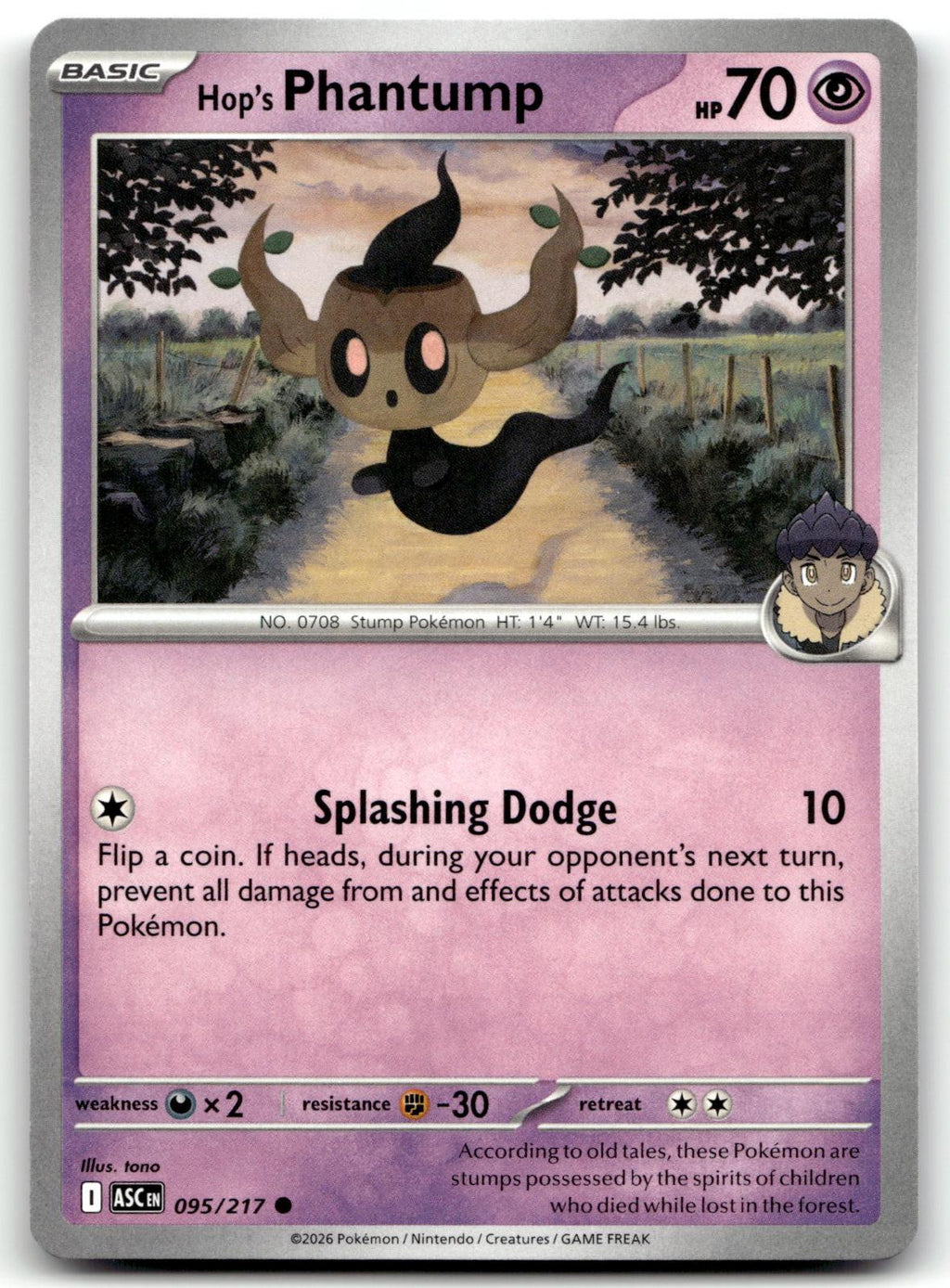 Hop's Phantump 095/217 Common Ascended Heroes Pokemon Near Mint