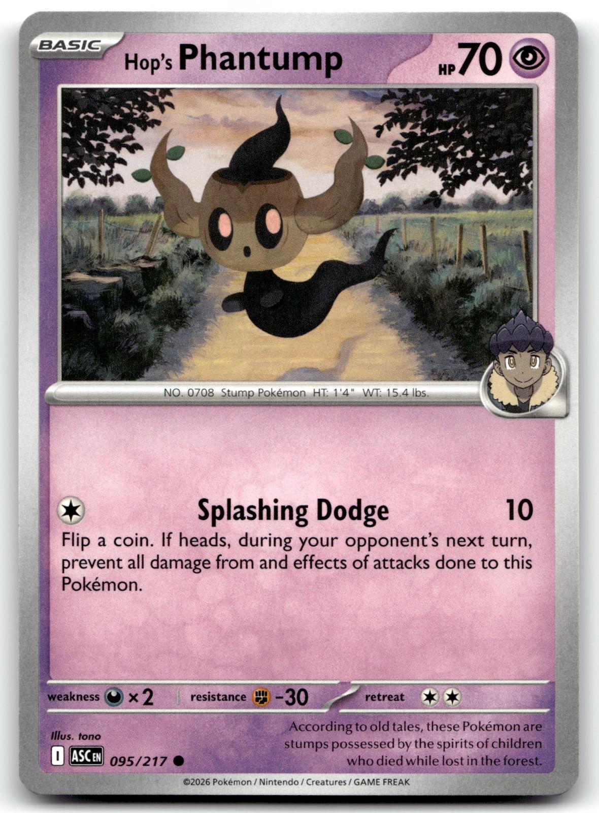 Hop's Phantump 095/217 Common Ascended Heroes Pokemon Near Mint
