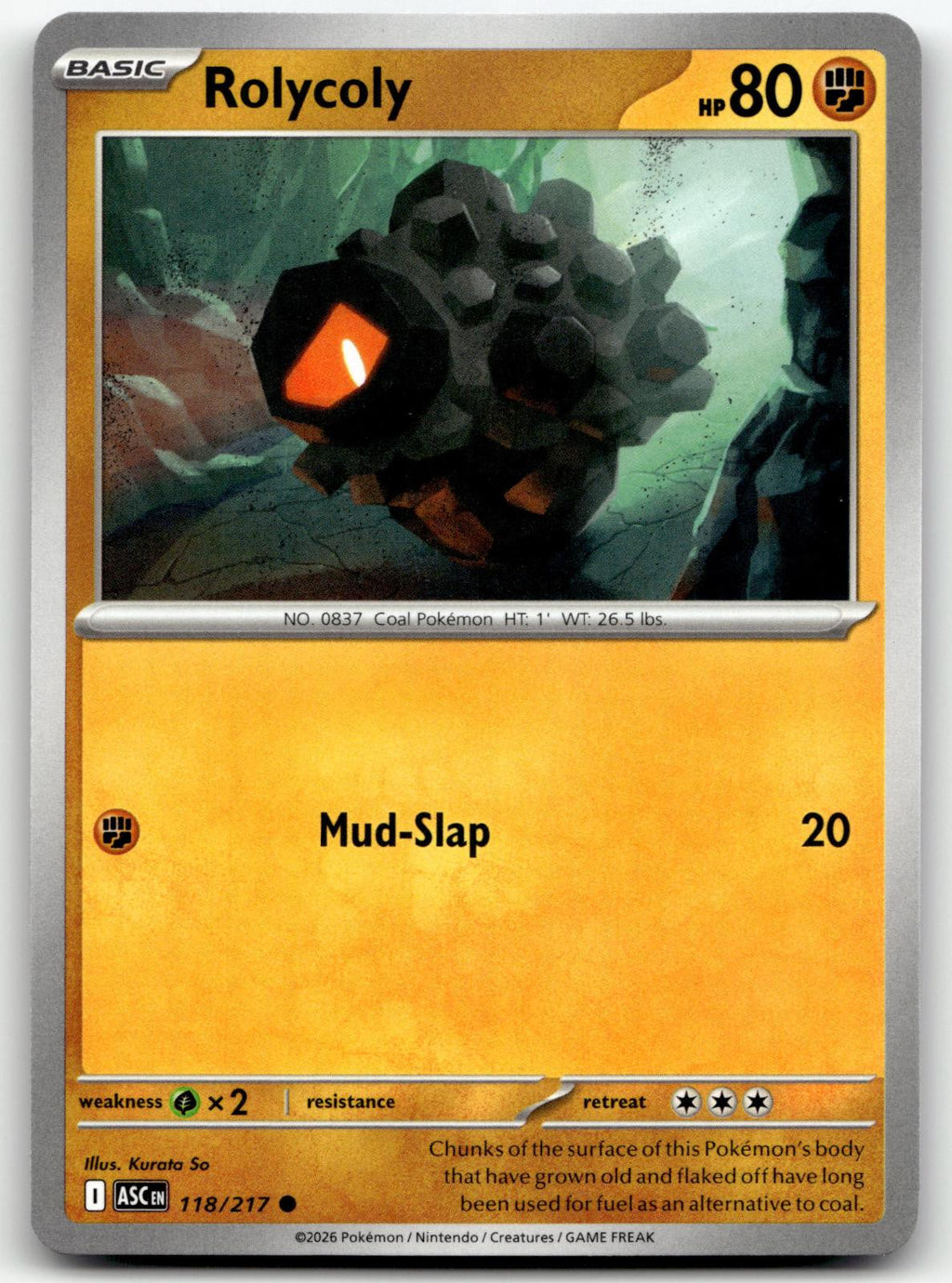 Rolycoly 118/217 Common Ascended Heroes Pokemon Near Mint