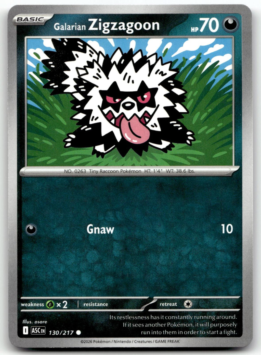 Galarian Zigzagoon 130/217 Common Ascended Heroes Pokemon Near Mint