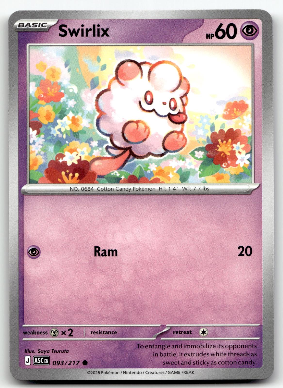 Swirlix 093/217 Common Ascended Heroes Pokemon Near Mint