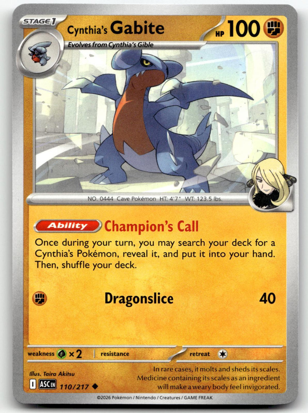 Cynthia's Gabite 110/217 Uncommon Ascended Heroes Pokemon Near Mint