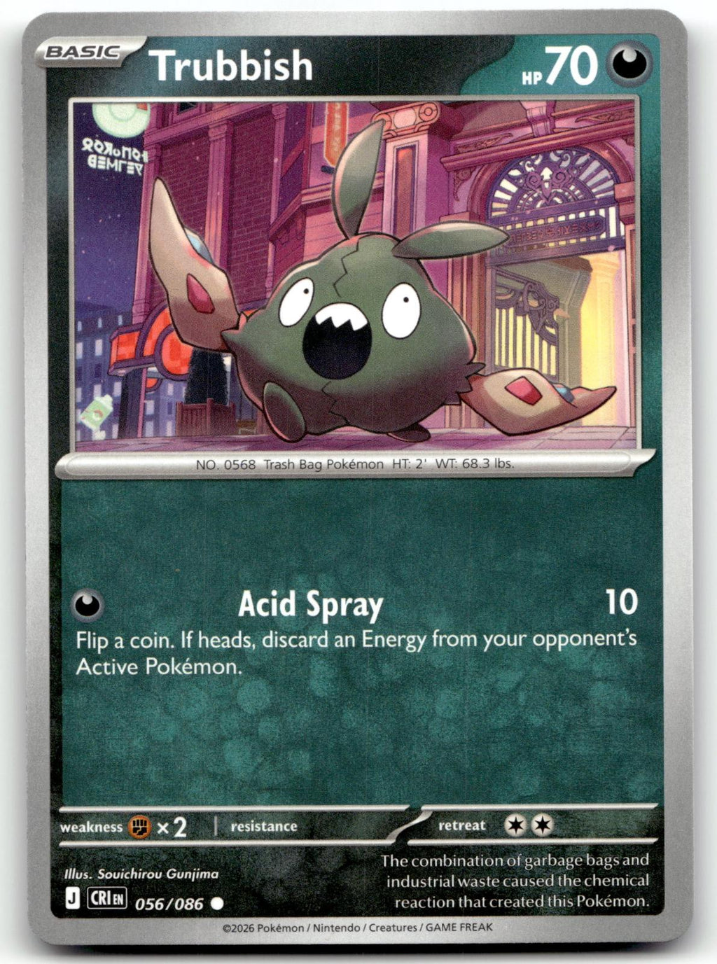 Trubbish 056/086 Common Chaos Rising Pokemon Near Mint