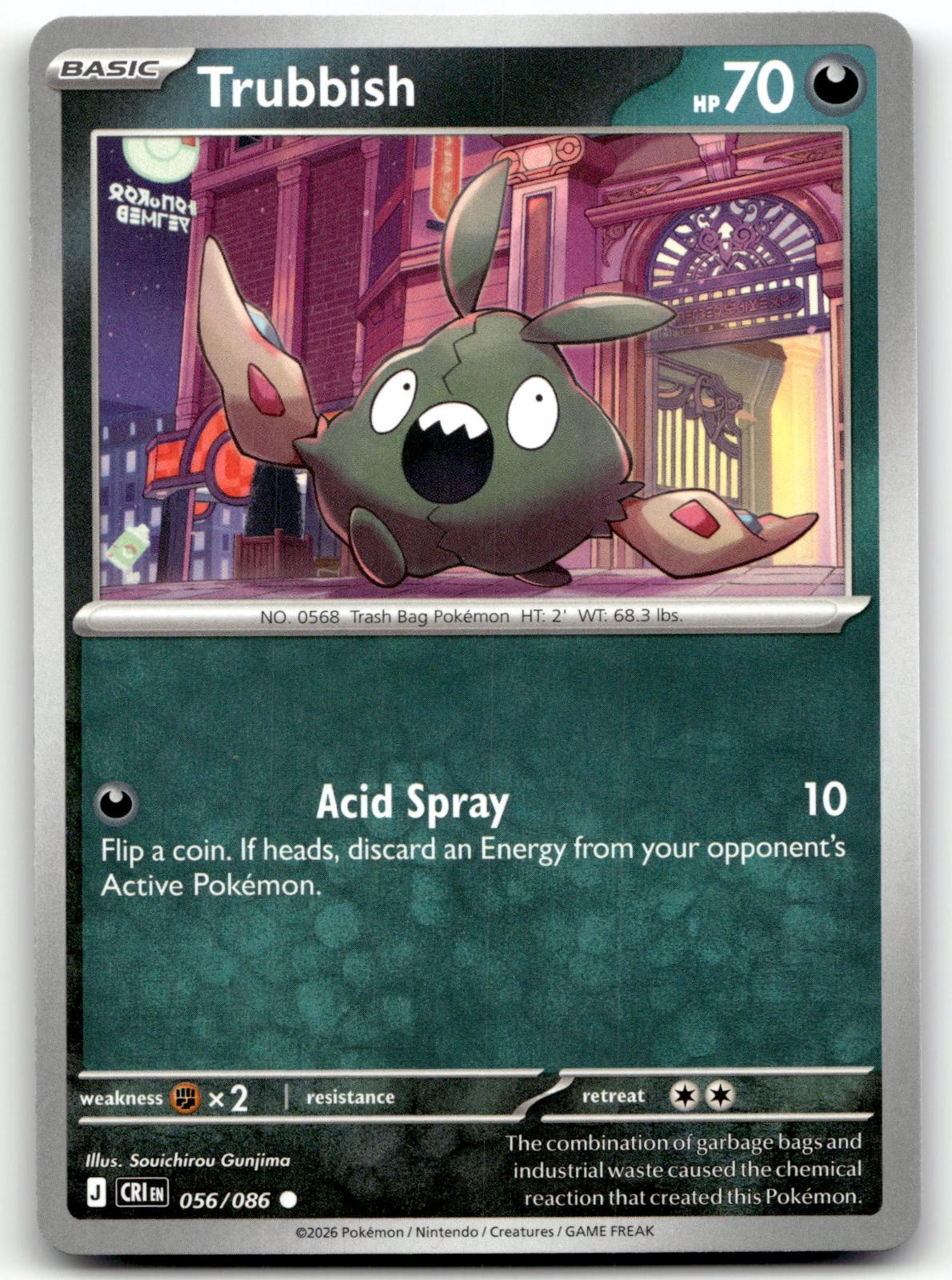 Trubbish 056/086 Common Chaos Rising Pokemon Near Mint