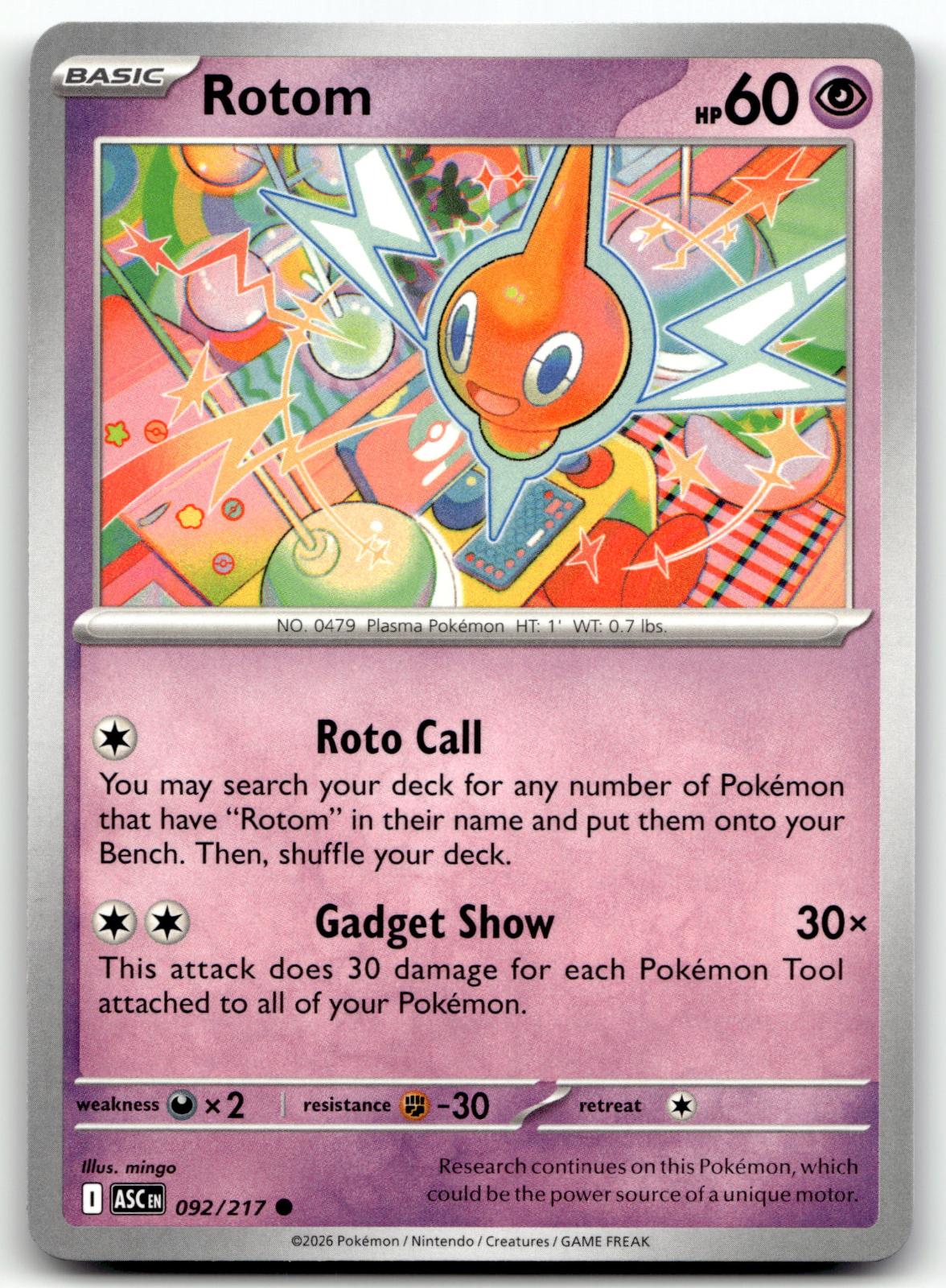 Rotom 092/217 Common Ascended Heroes Pokemon Near Mint