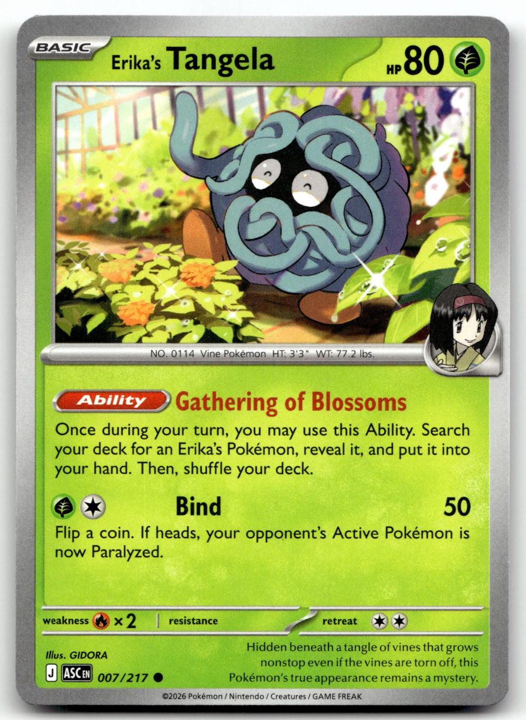 Erika's Tangela 007/217 Common Ascended Heroes Pokemon Near Mint