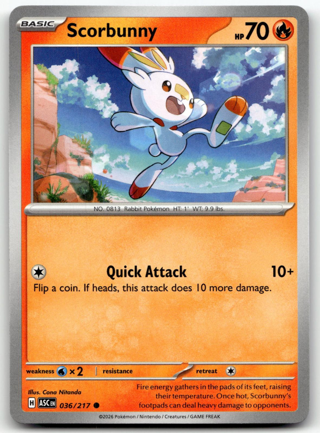 Scorbunny 036/217 Common Ascended Heroes Pokemon Near Mint