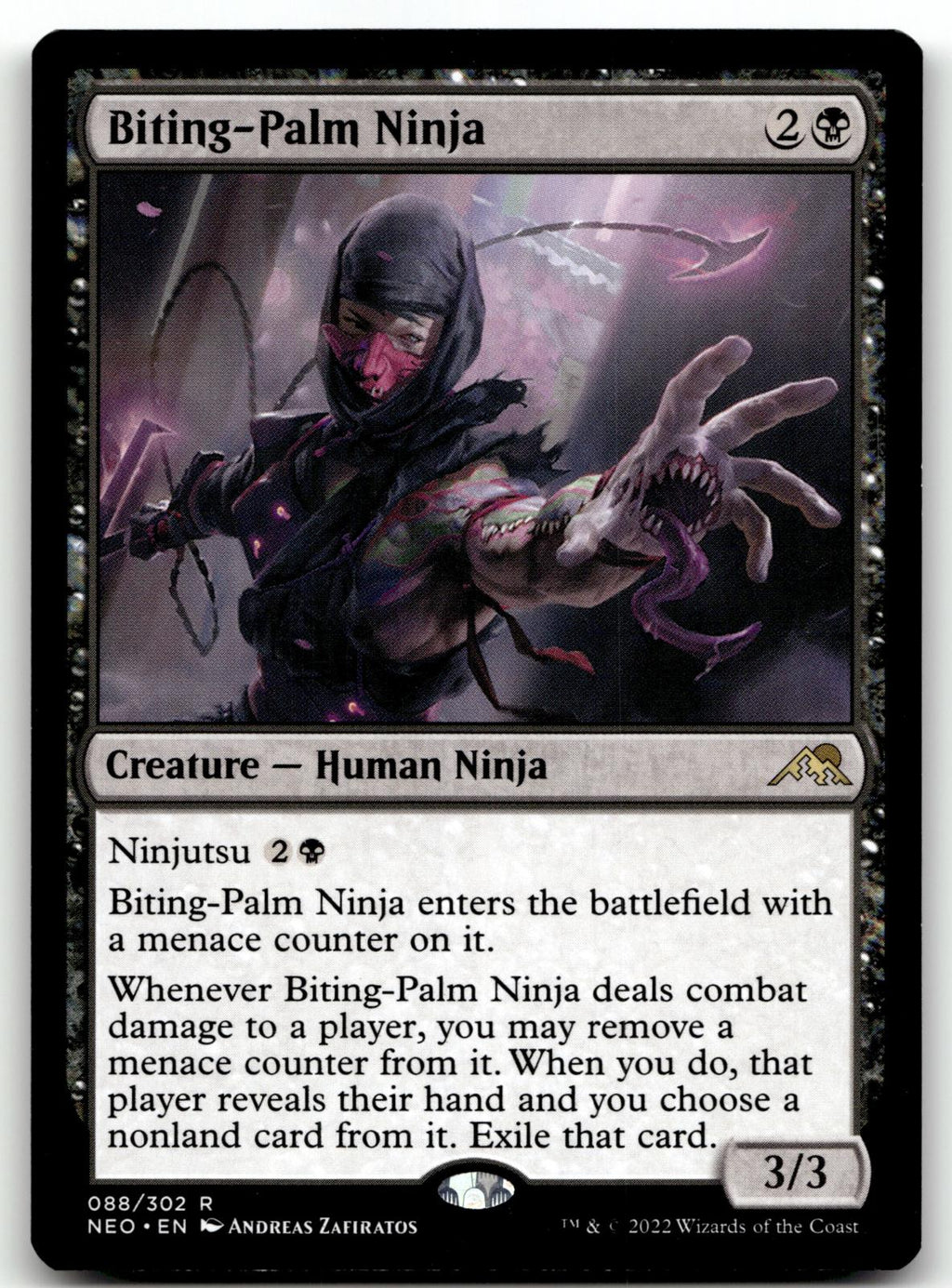 Biting-Palm Ninja 88 Rare Kamigawa: Neon Dynasty Magic: The Gathering Near Mint