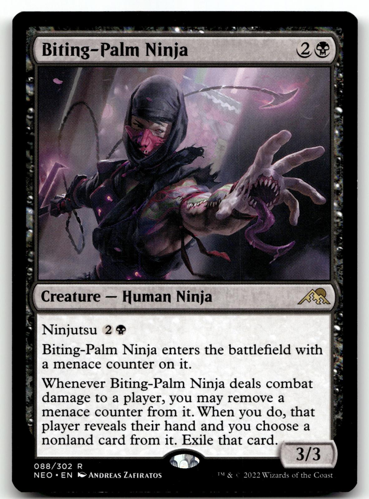 Biting-Palm Ninja 88 Rare Kamigawa: Neon Dynasty Magic: The Gathering Near Mint