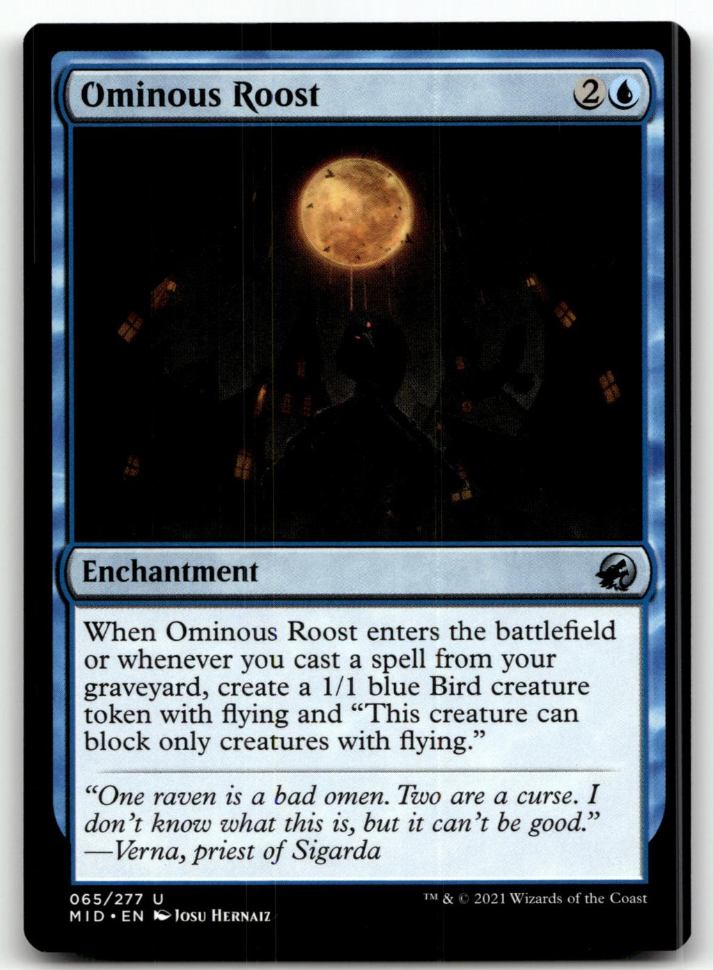 Ominous Roost 65 Uncommon Innistrad: Midnight Hunt Magic: The Gathering NM