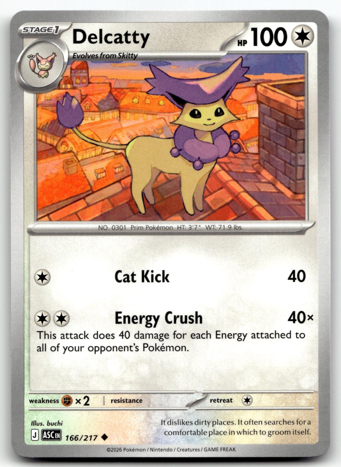 Delcatty 166/217 Uncommon Ascended Heroes Pokemon Near Mint