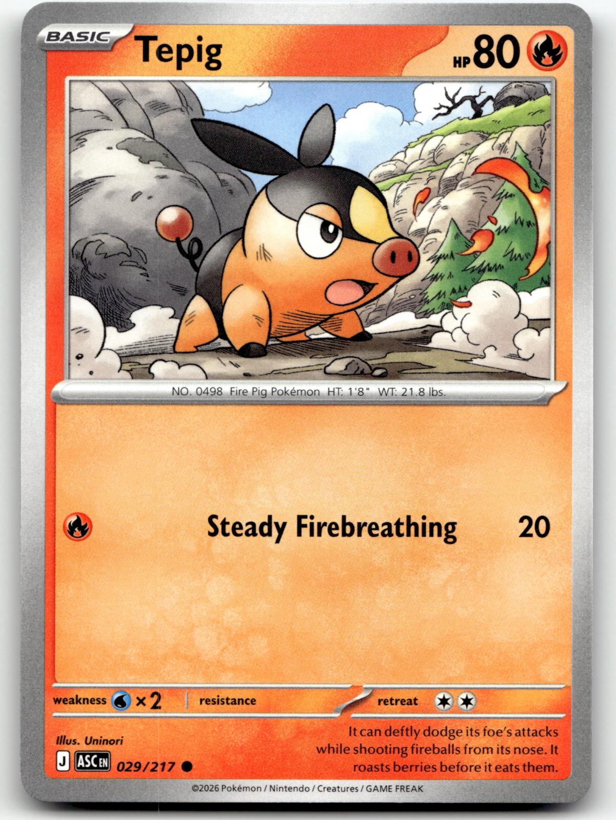 Tepig 029/217 Common Ascended Heroes Pokemon Near Mint