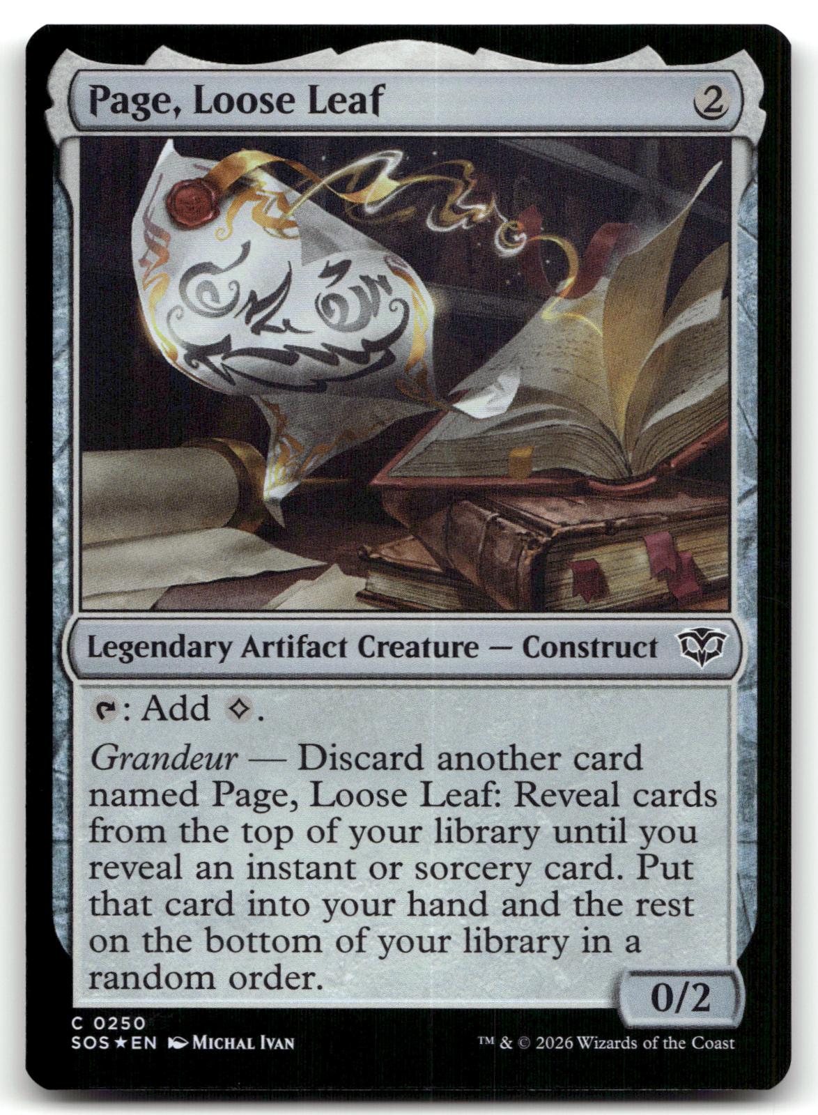 Page, Loose Leaf 250 Common Secrets of Strixhaven Magic: The Gathering Near Mint
