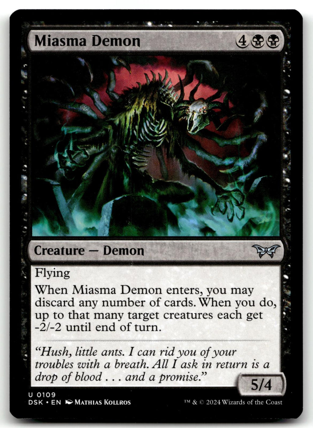 Miasma Demon 109 Uncommon Duskmourn: House of Horror Magic: The Gathering NM
