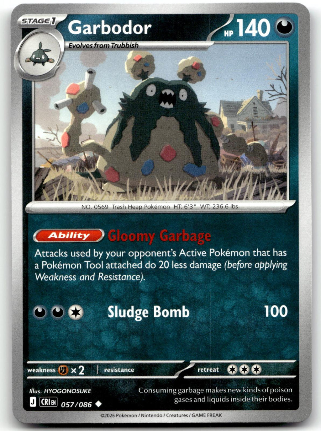 Garbodor 057/086 Uncommon Chaos Rising Pokemon Near Mint