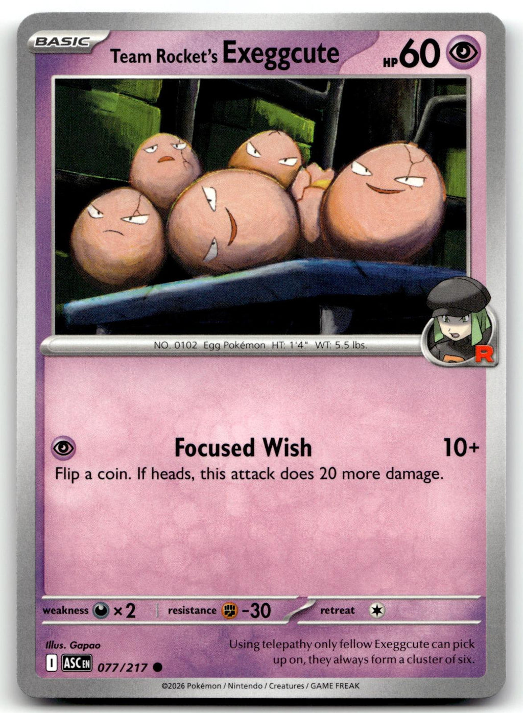 Team Rocket's exeggcute 077/217 Common Ascended Heroes Pokemon Near Mint