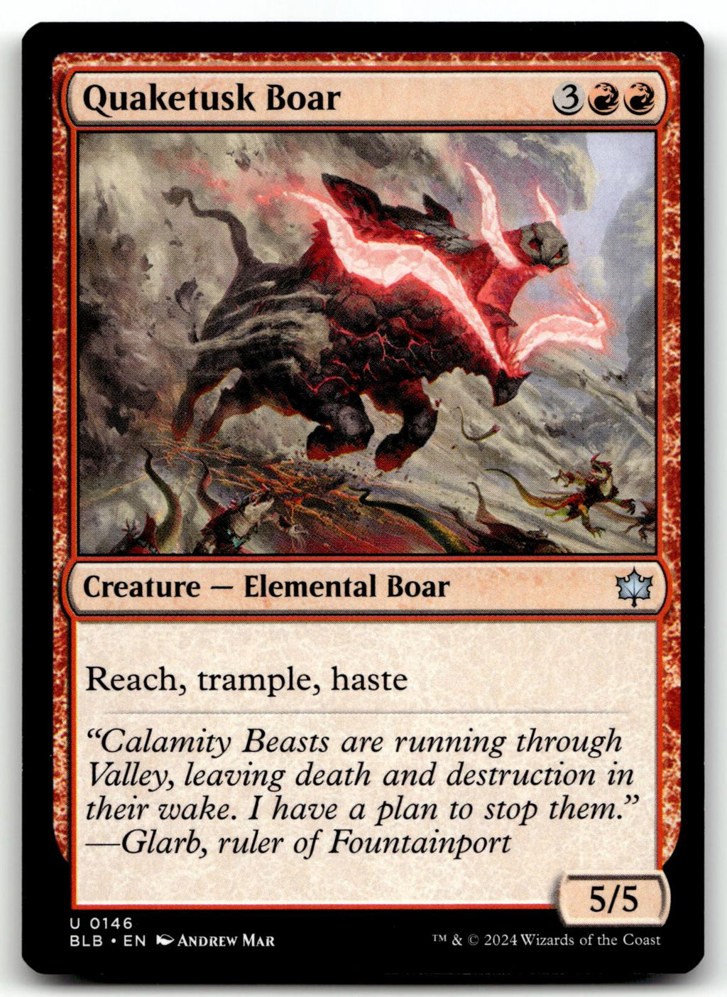 Quaketusk Boar 146 Uncommon Bloomburrow Magic: The Gathering Near Mint