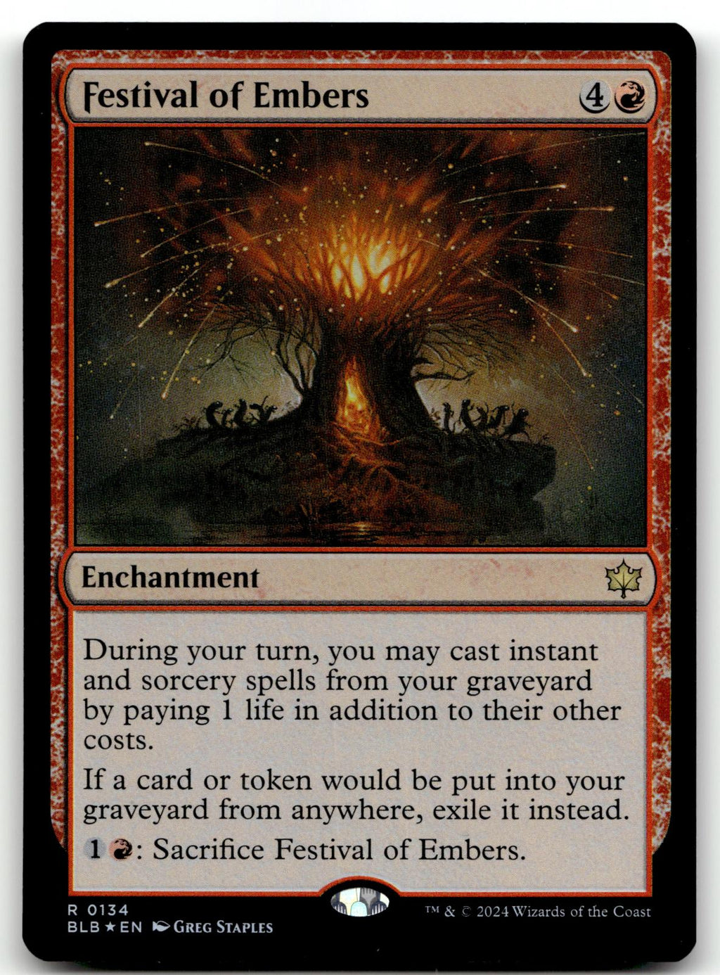 Festival of Embers 134 Rare Bloomburrow Magic: The Gathering Foil Near Mint