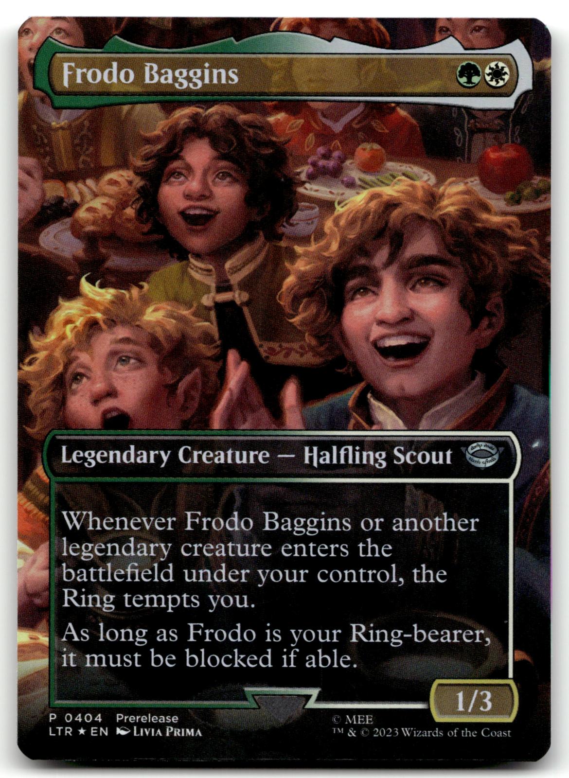 Frodo Baggins (Borderless) 404 Universes Beyond: The Lord of the Rings: Tales of Middle-earth Magic: The Gathering Foil NM
