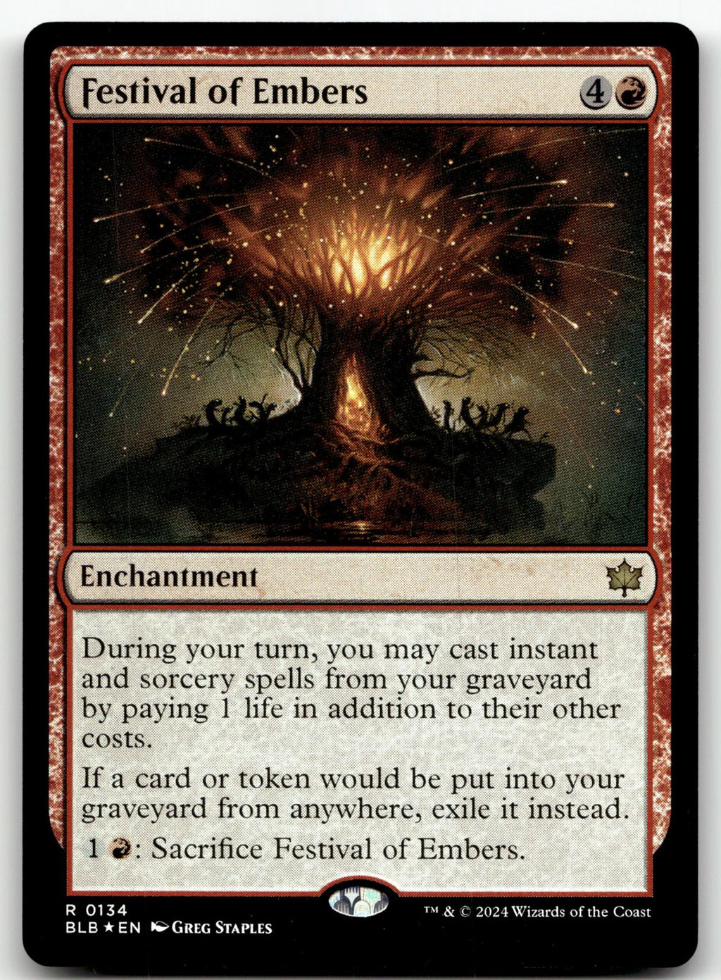 Festival of Embers 134 Rare Bloomburrow Magic: The Gathering Foil Near Mint
