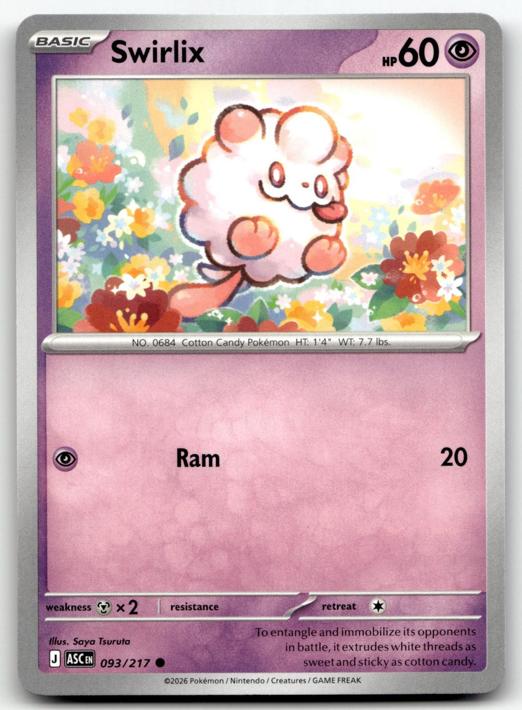 Swirlix 093/217 Common Ascended Heroes Pokemon Near Mint