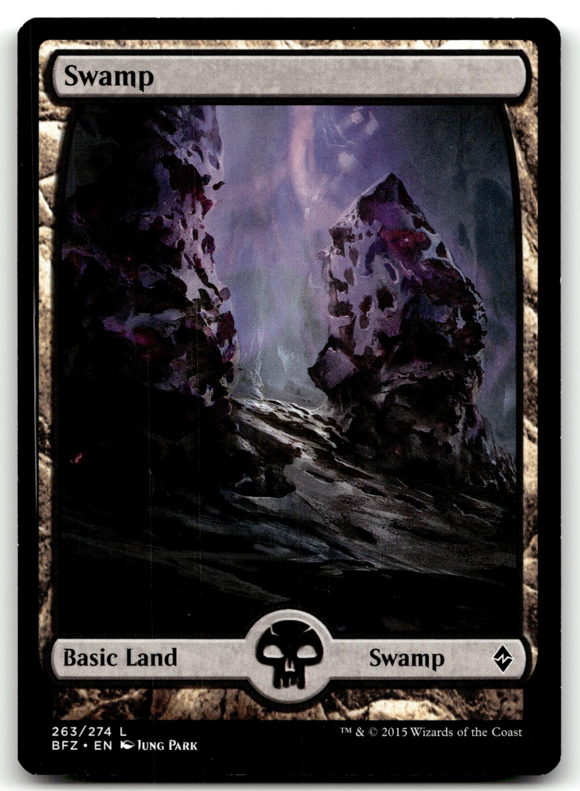 Swamp (263) - Full Art 263 Land Battle for Zendikar Magic: The Gathering NM