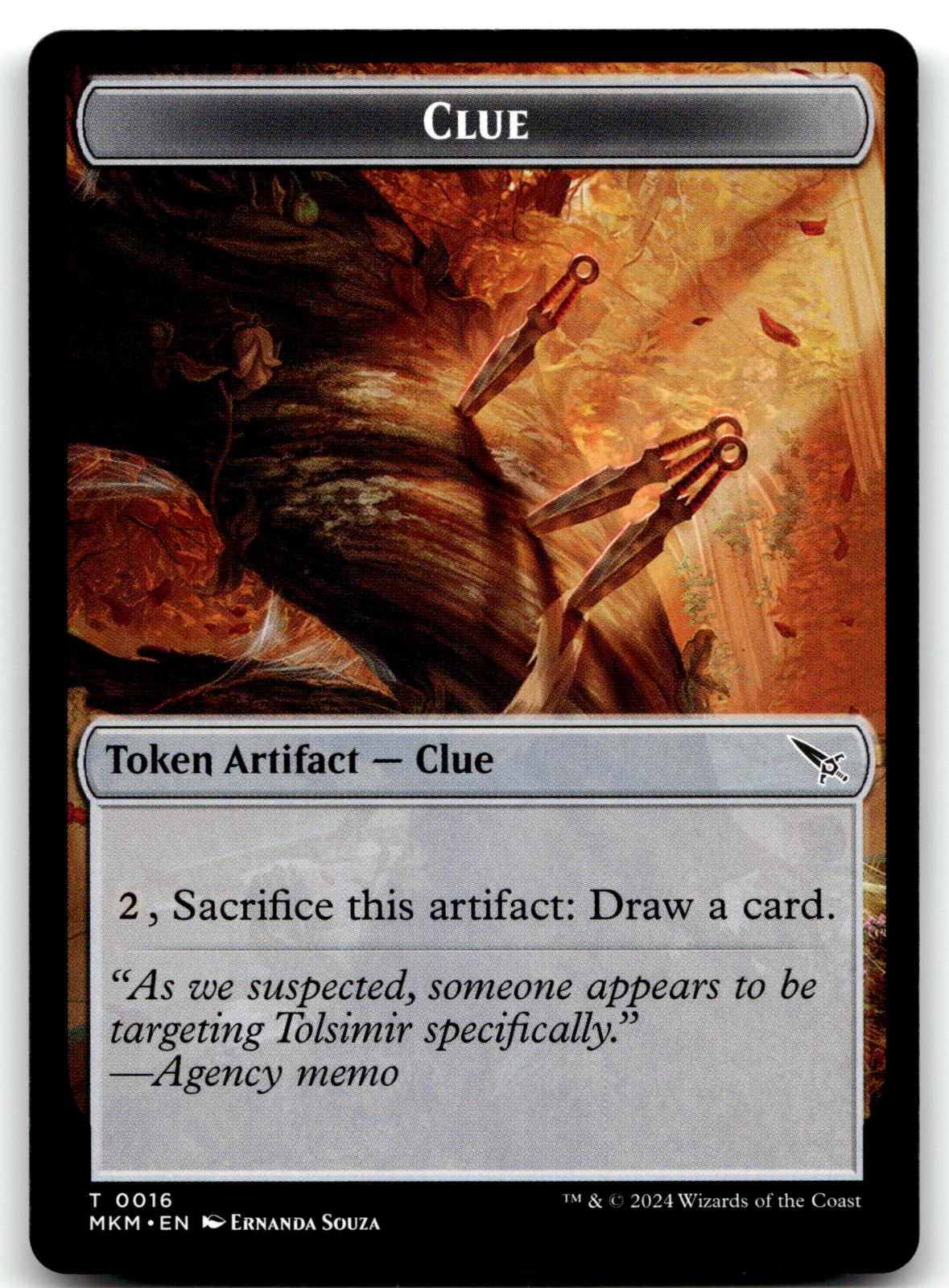 Clue (0016) // A 0043 Double-Sided Token 16 // 43 Murders at Karlov Manor Magic:
