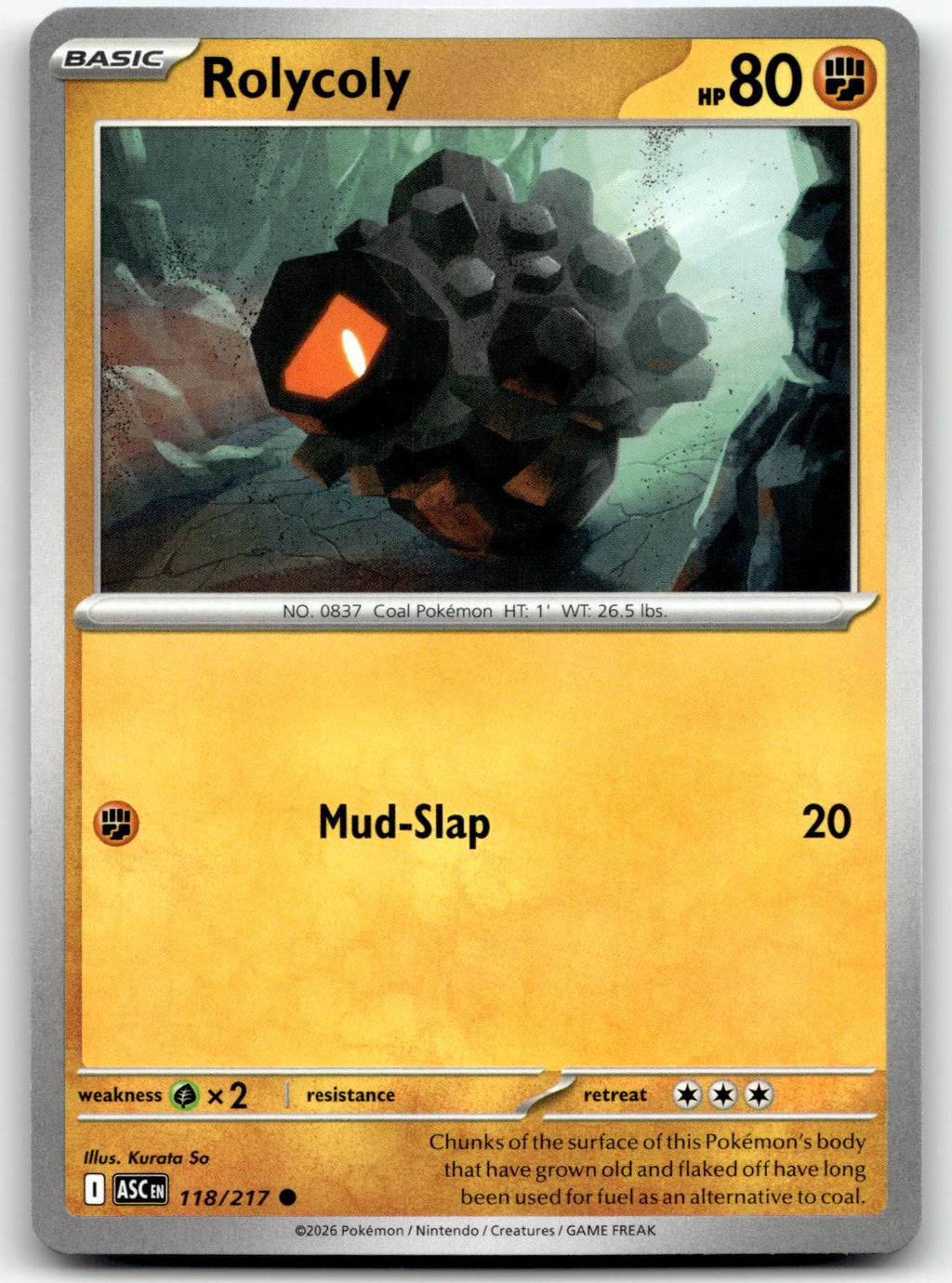 Rolycoly 118/217 Common Ascended Heroes Pokemon Near Mint