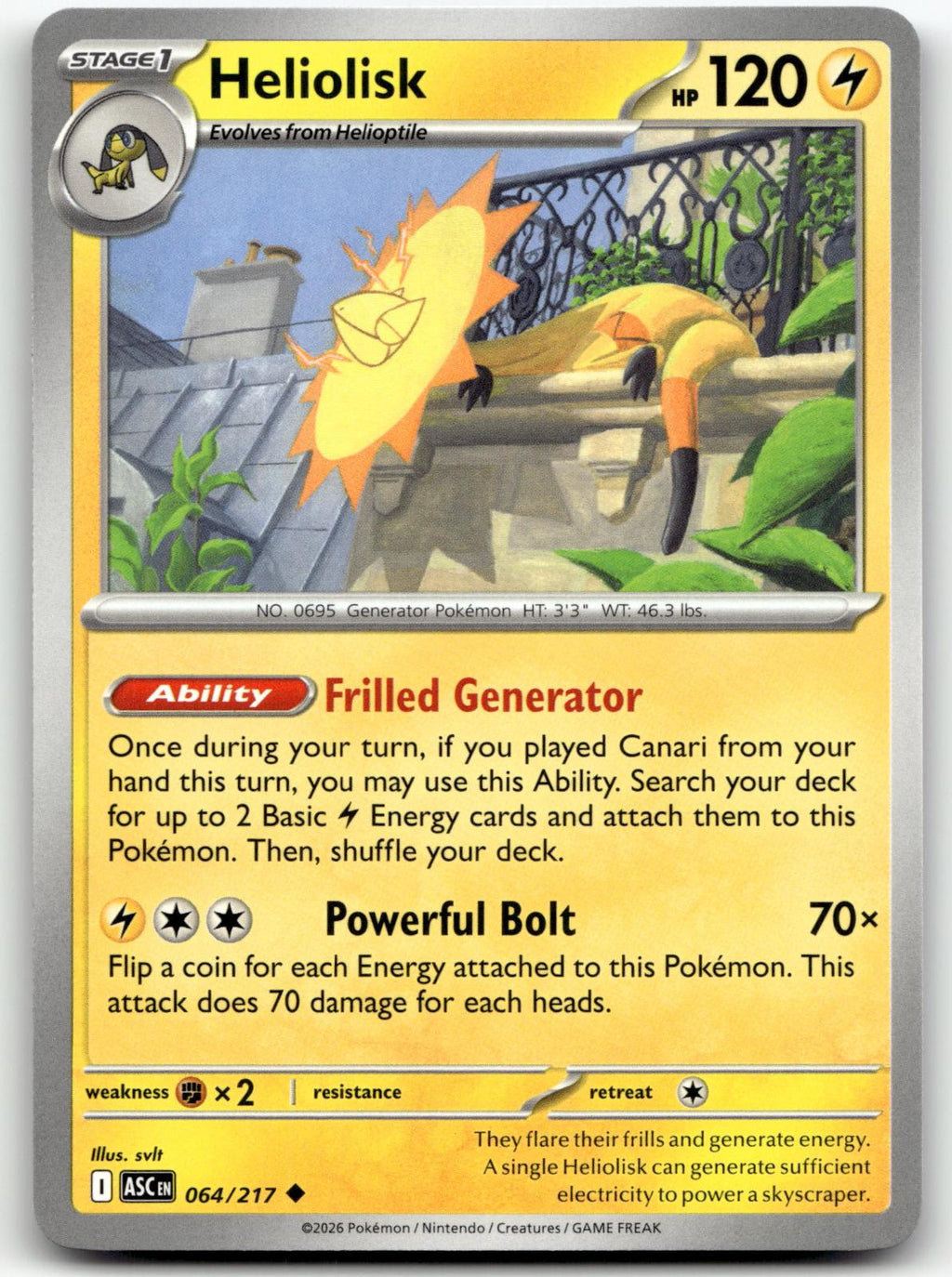 Heliolisk 064/217 Uncommon Ascended Heroes Pokemon Near Mint