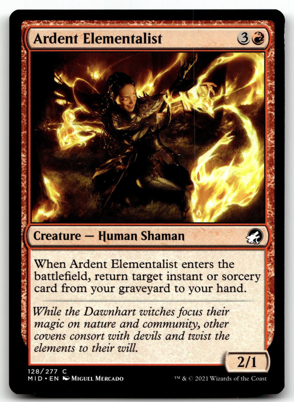 Ardent Elementalist 128 Common Innistrad: Midnight Hunt Magic: The Gathering NM