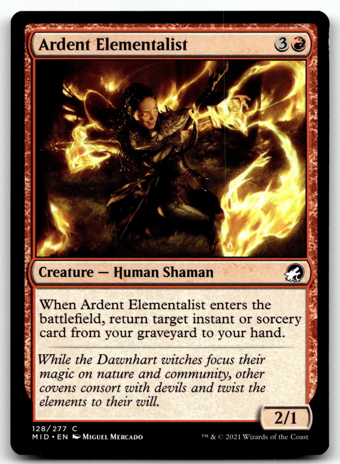 Ardent Elementalist 128 Common Innistrad: Midnight Hunt Magic: The Gathering NM
