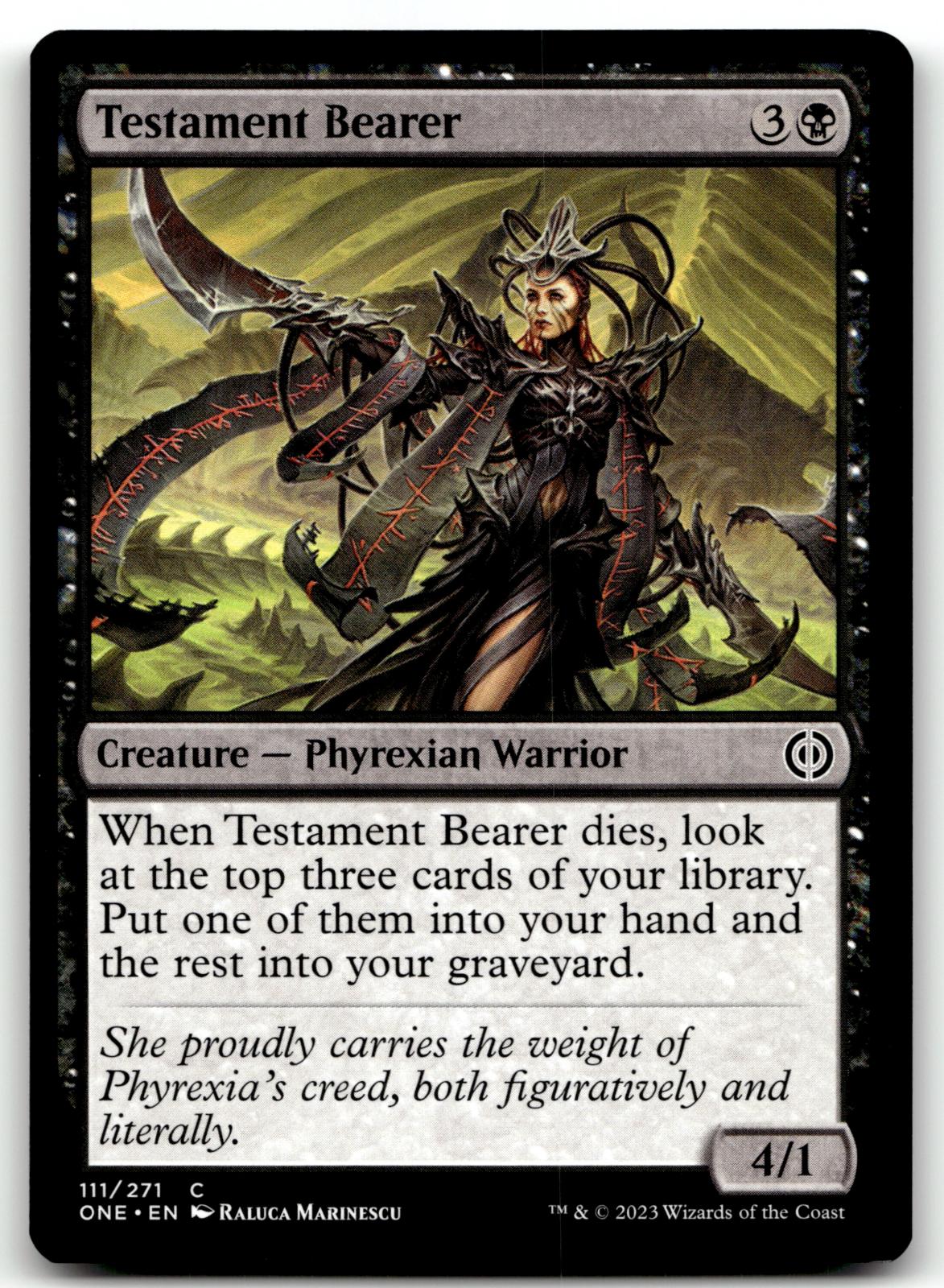 Testament Bearer 111 Common Phyrexia: All Will Be One Magic: The Gathering NM